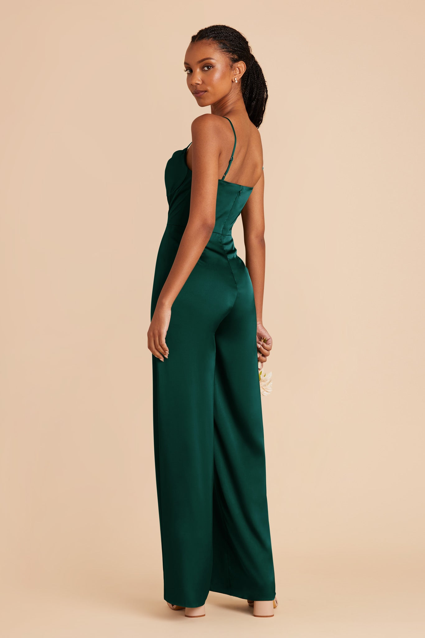 Emerald Donna Matte Satin Bridesmaid Jumpsuit by Birdy Grey