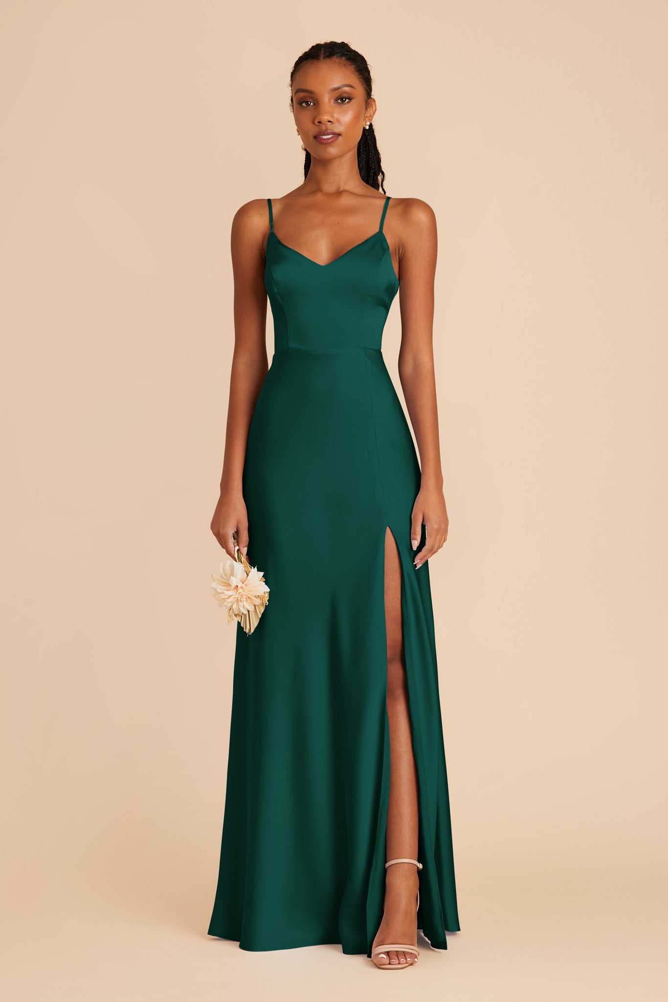 2024 Emerald Green Matte Satin Dress