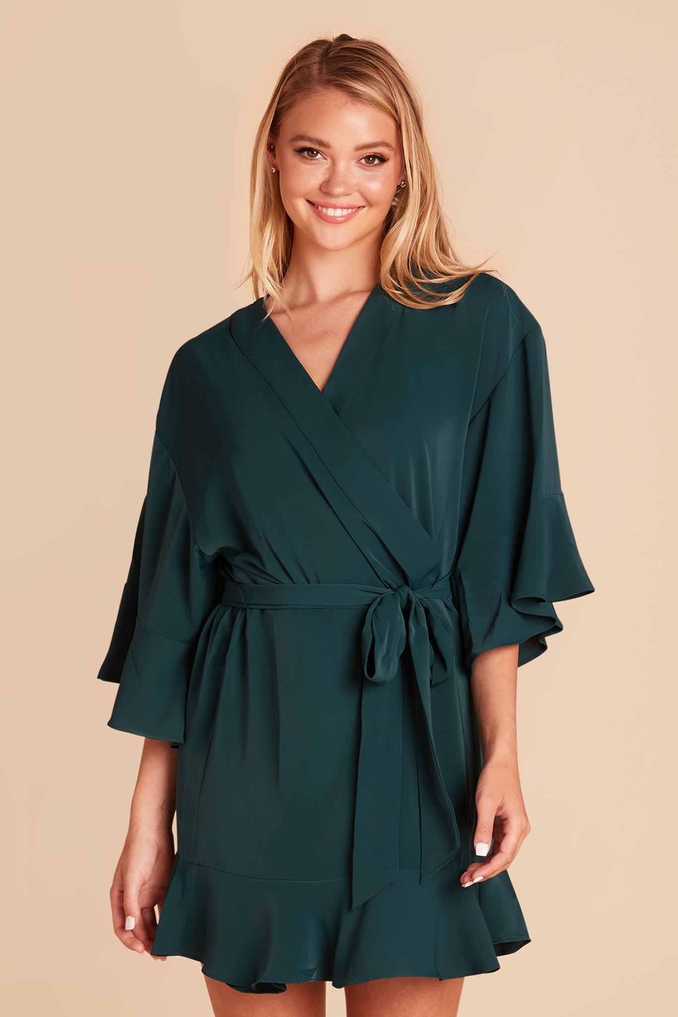 Kenny Ruffle Robe - Emerald