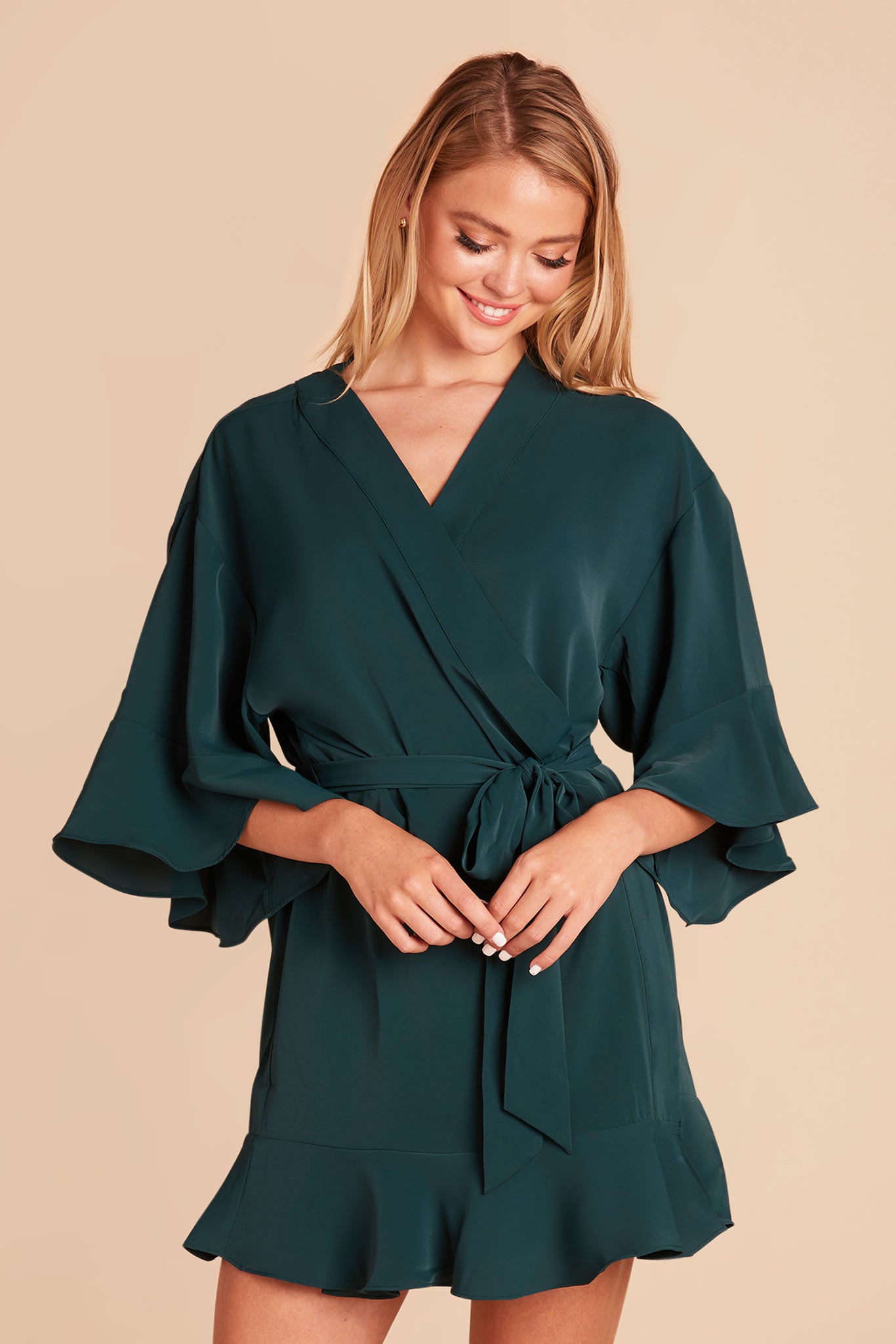 Kenny Ruffle Robe - Emerald