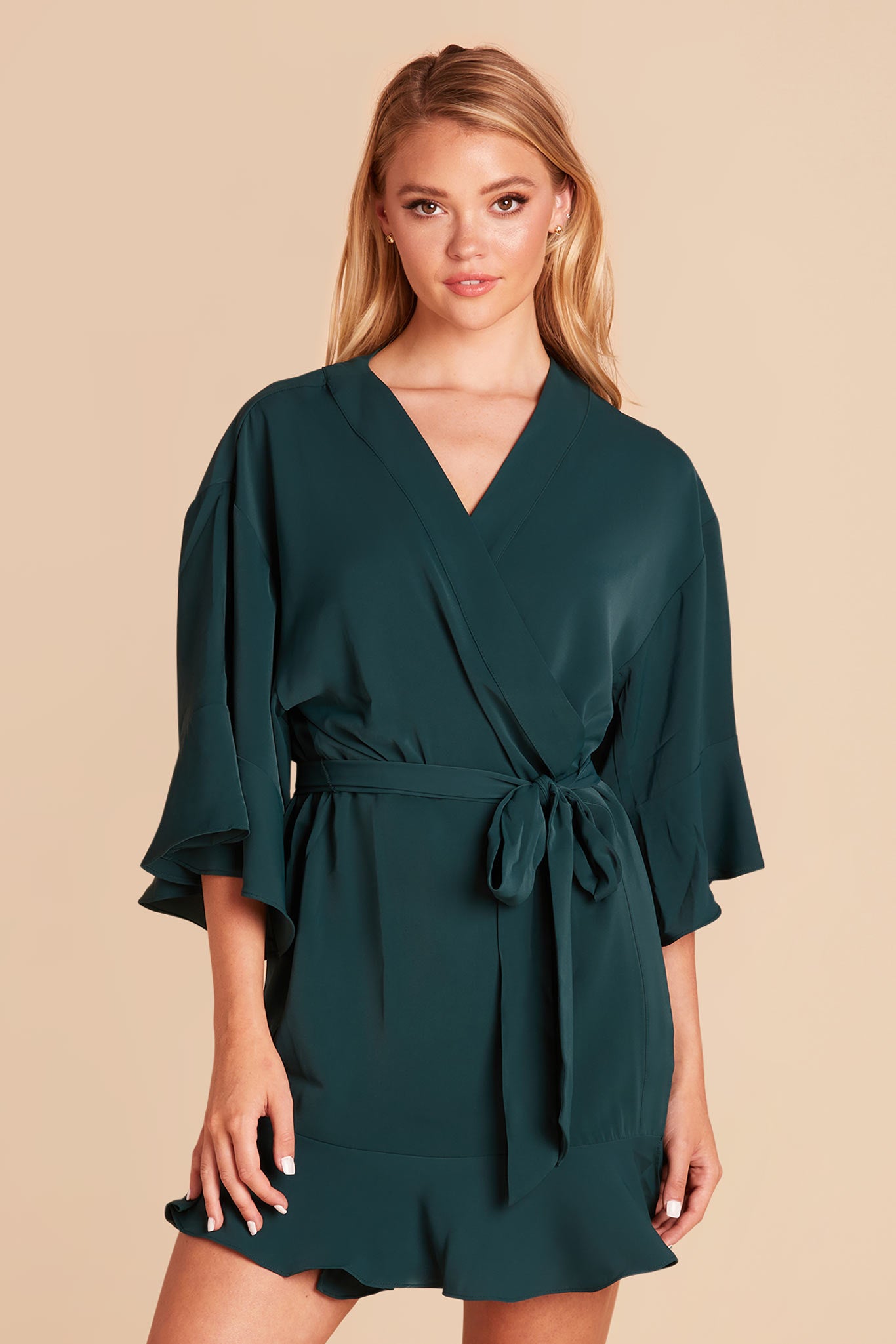 Kenny Ruffle Robe - Emerald