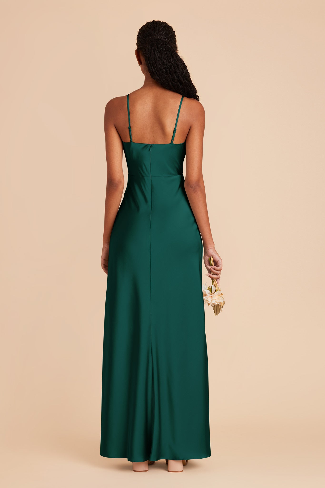 Emerald Lisa Long Matte Satin Dress by Birdy Grey