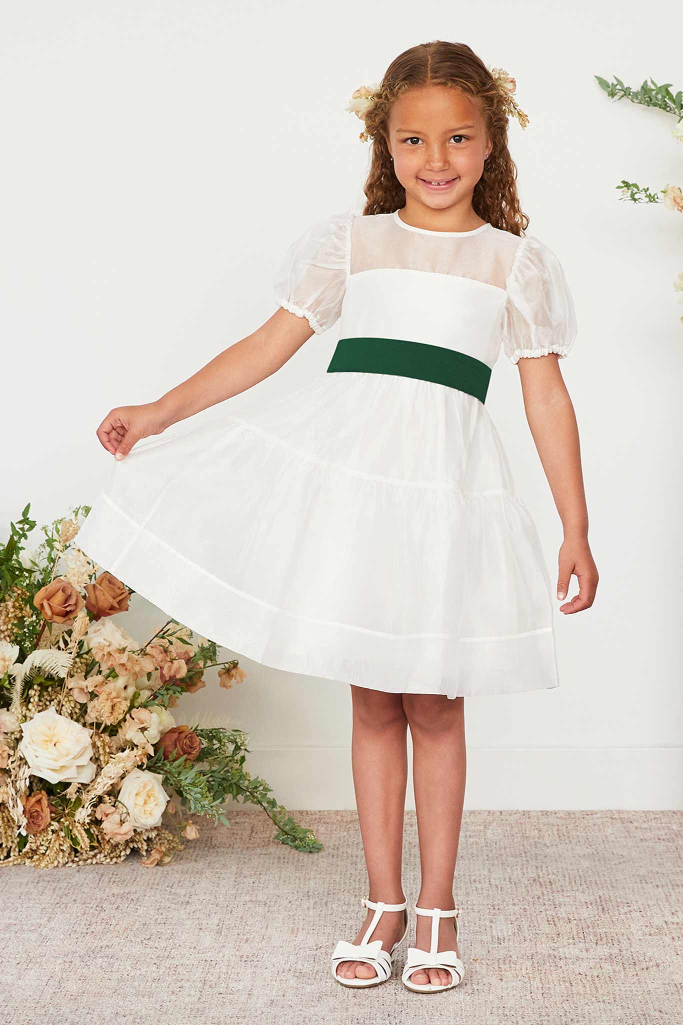 Emerald Liz Flower Girl Sash by Birdy Grey