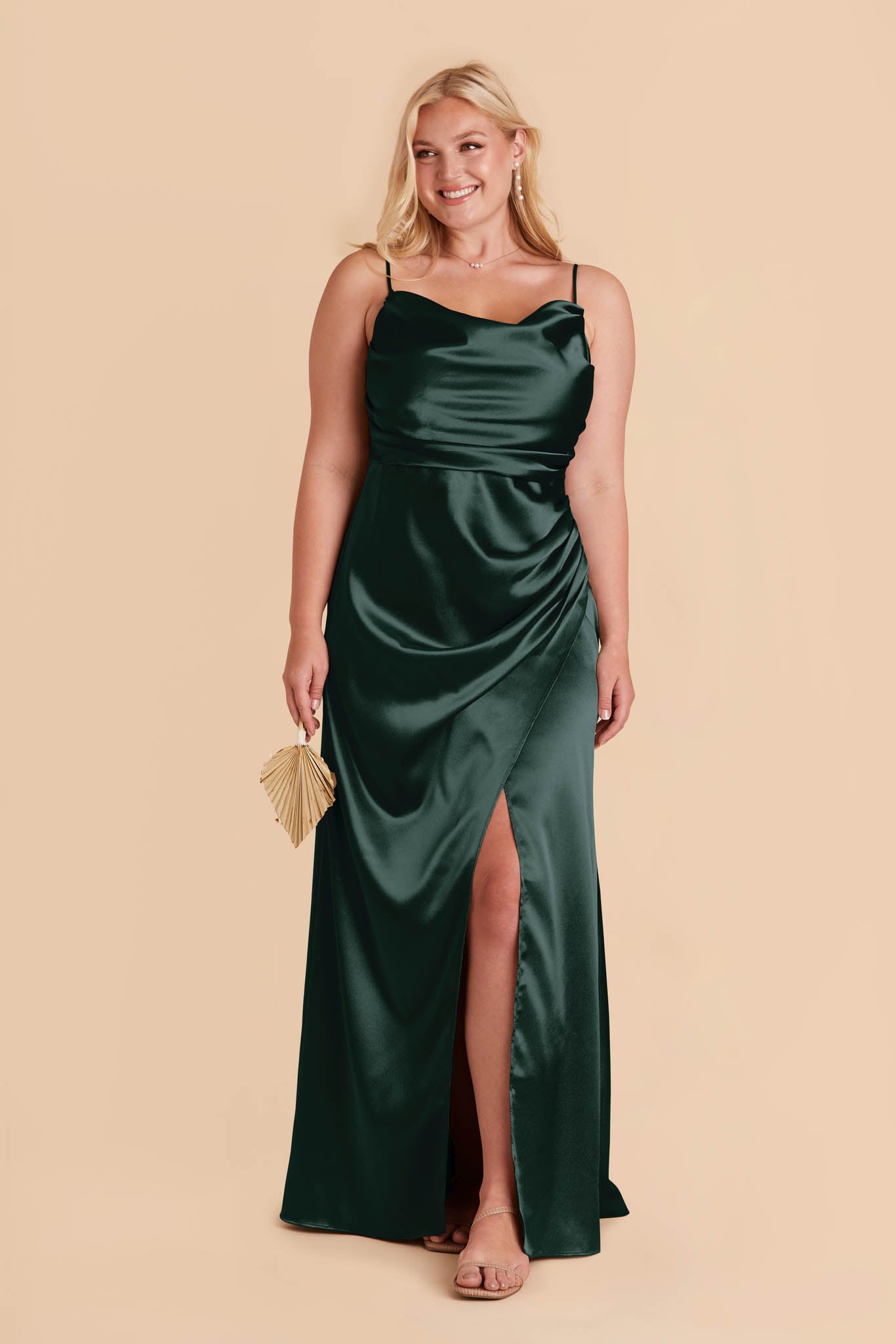 Lydia Sage Cowl Neck Satin Bridesmaid Dress