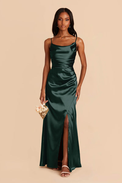 Lydia Emerald Cowl Neck Satin Bridesmaid Dress