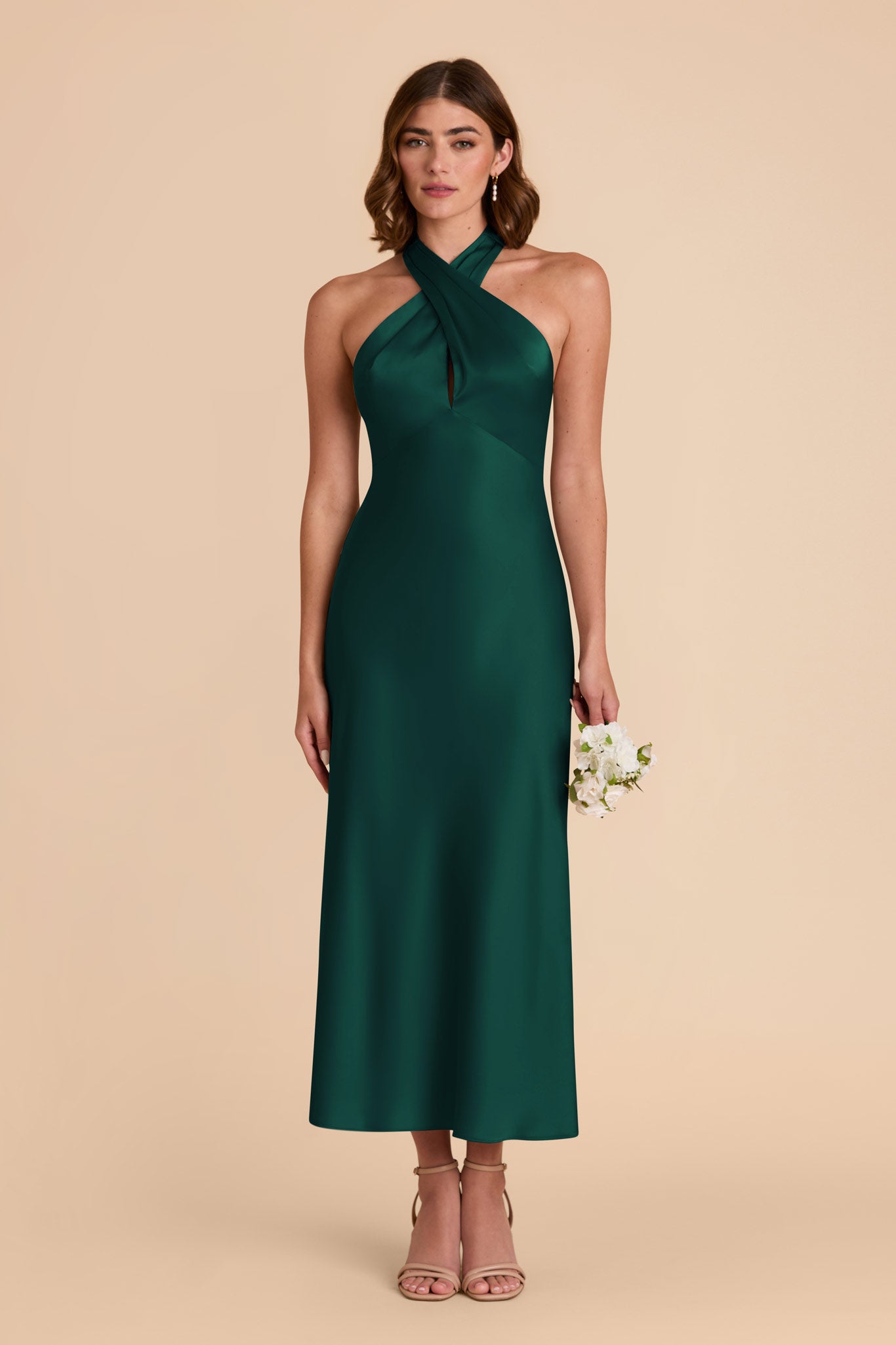 Emerald Monique Matte Satin Dress by Birdy Grey