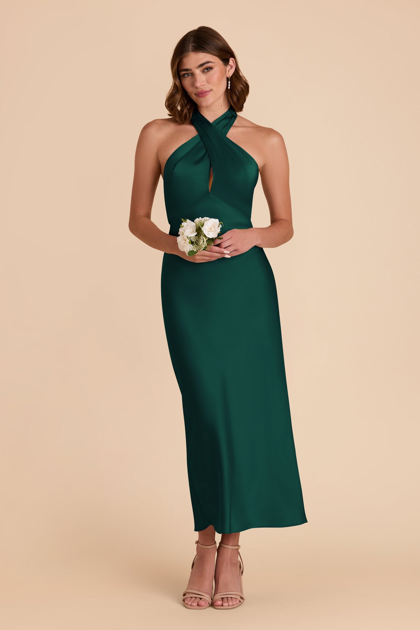 Emerald Monique Matte Satin Dress by Birdy Grey