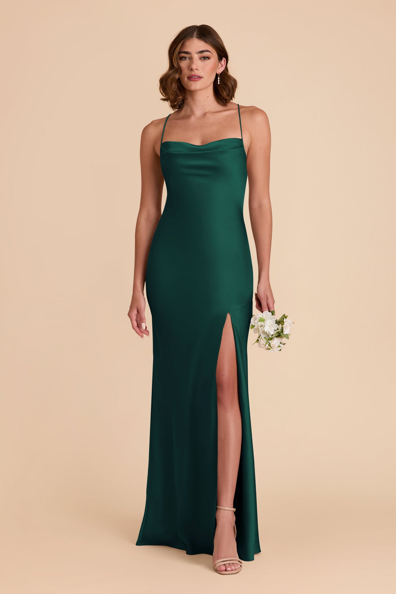 Emerald Olivia Matte Satin Dress by Birdy Grey