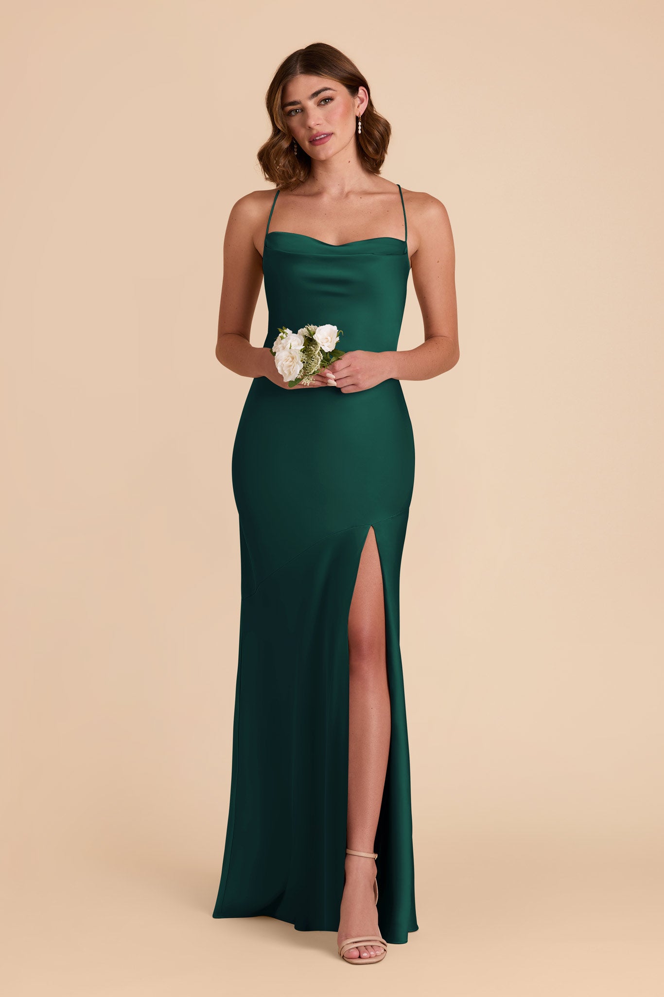 Emerald Olivia Matte Satin Dress by Birdy Grey