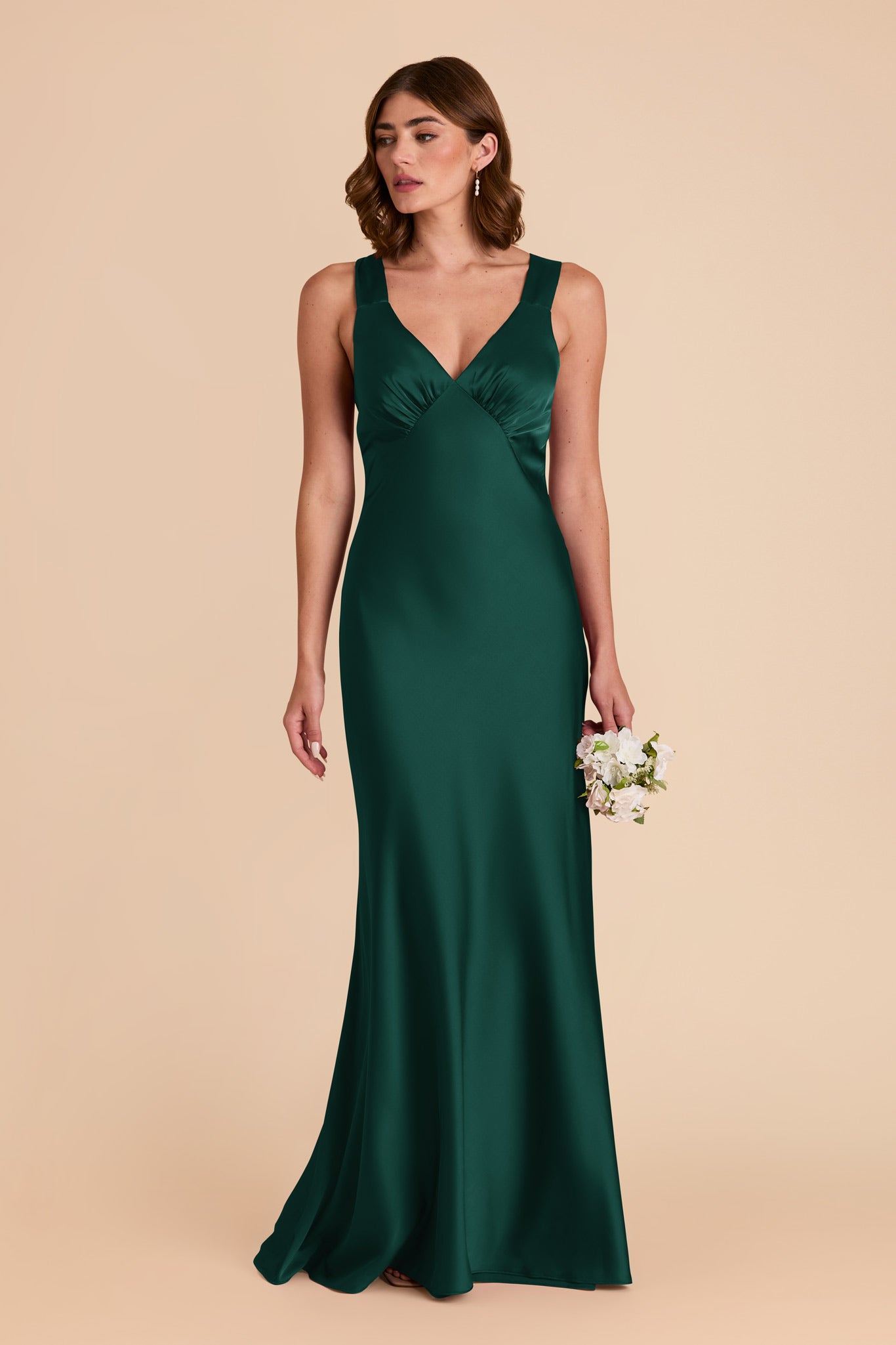 Emerald Veronica Matte Satin Dress by Birdy Grey