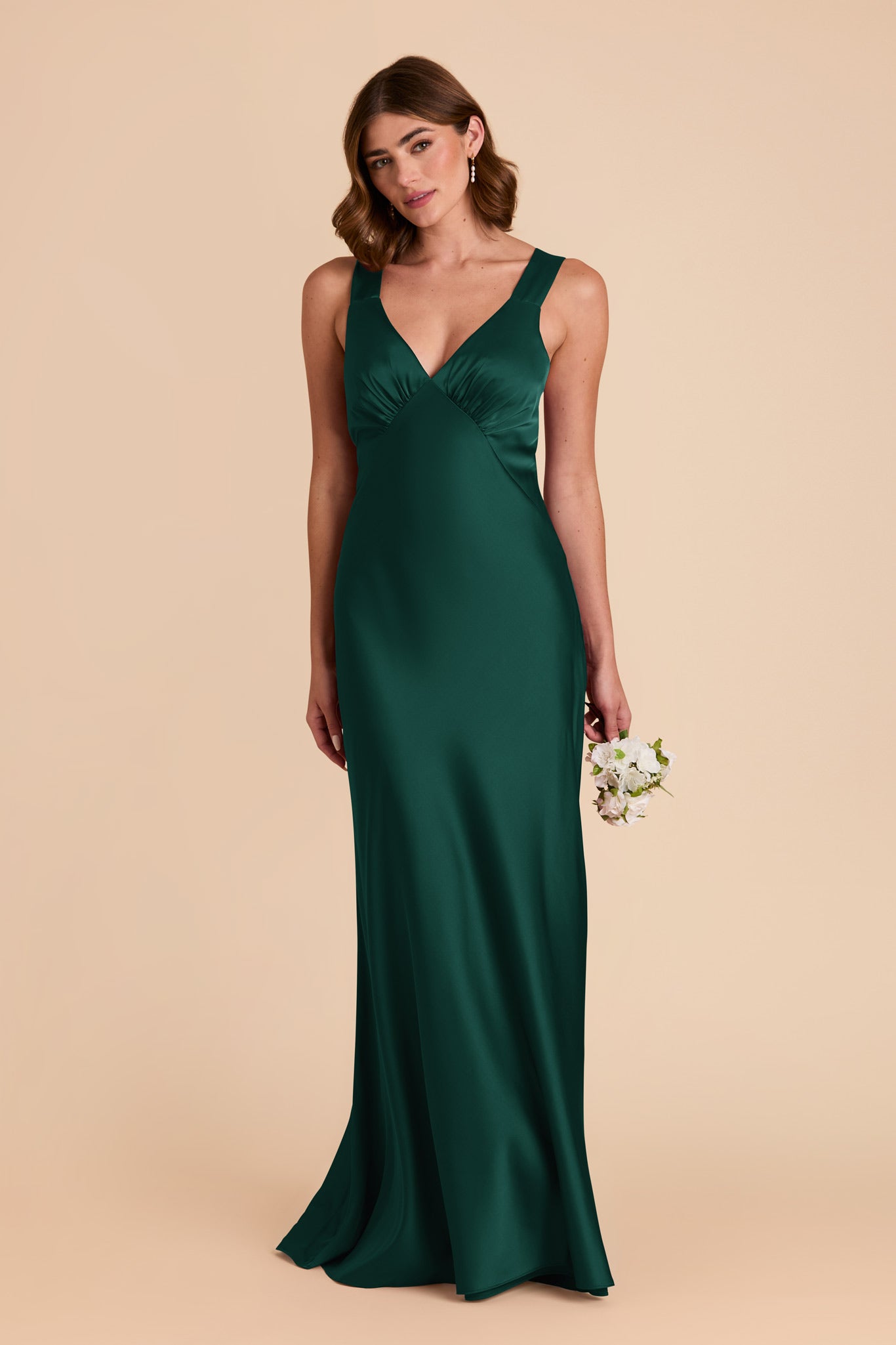 Emerald Veronica Matte Satin Dress by Birdy Grey