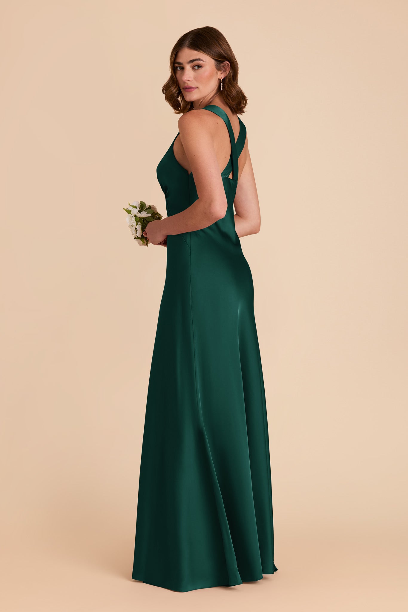 Emerald Veronica Matte Satin Dress by Birdy Grey