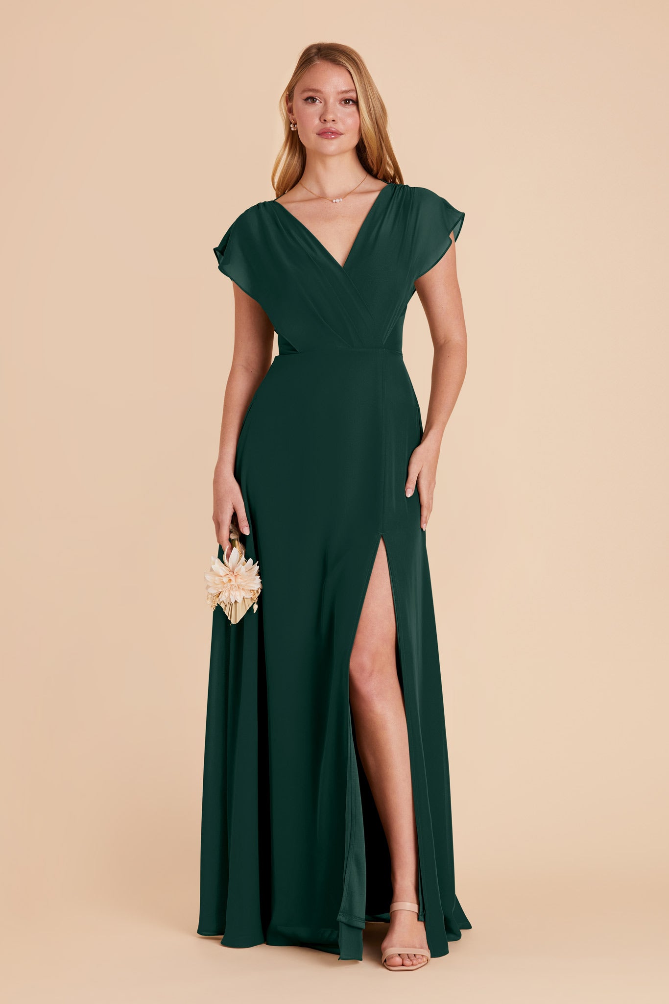 Matte Emerald Green Maxi Bridesmaid Dress | SilkFred