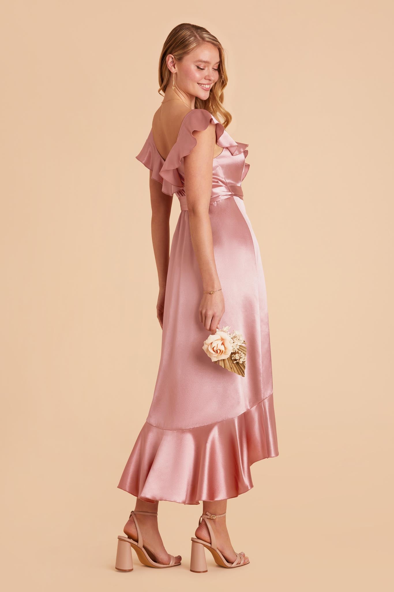 English Rose James Satin Midi Dress by Birdy Grey