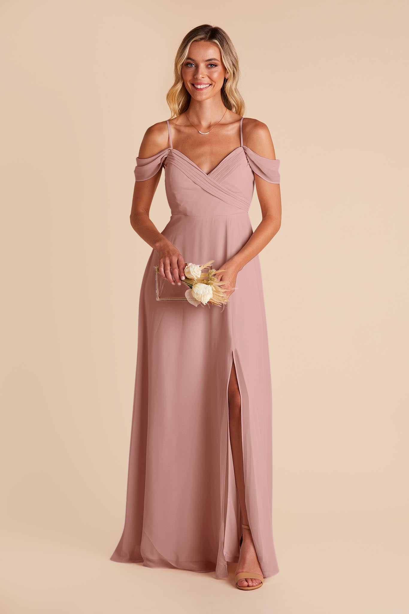 Bridesmaid Dress Color Swatch Chiffon in English Rose Birdy Grey