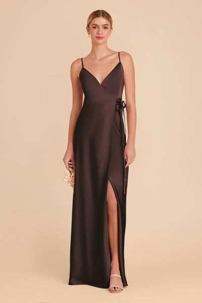 Espresso Cindy Matte Satin Dress by Birdy Grey