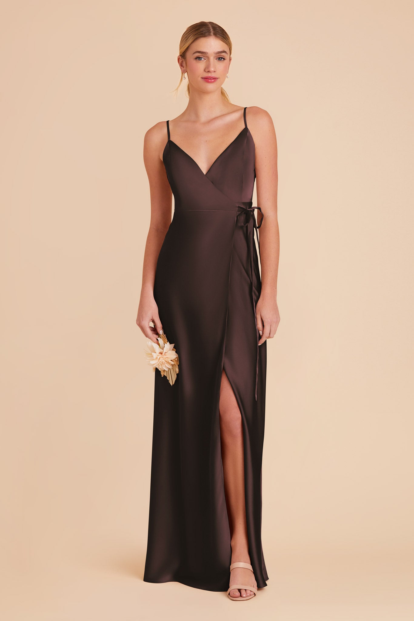 Espresso Cindy Matte Satin Dress by Birdy Grey