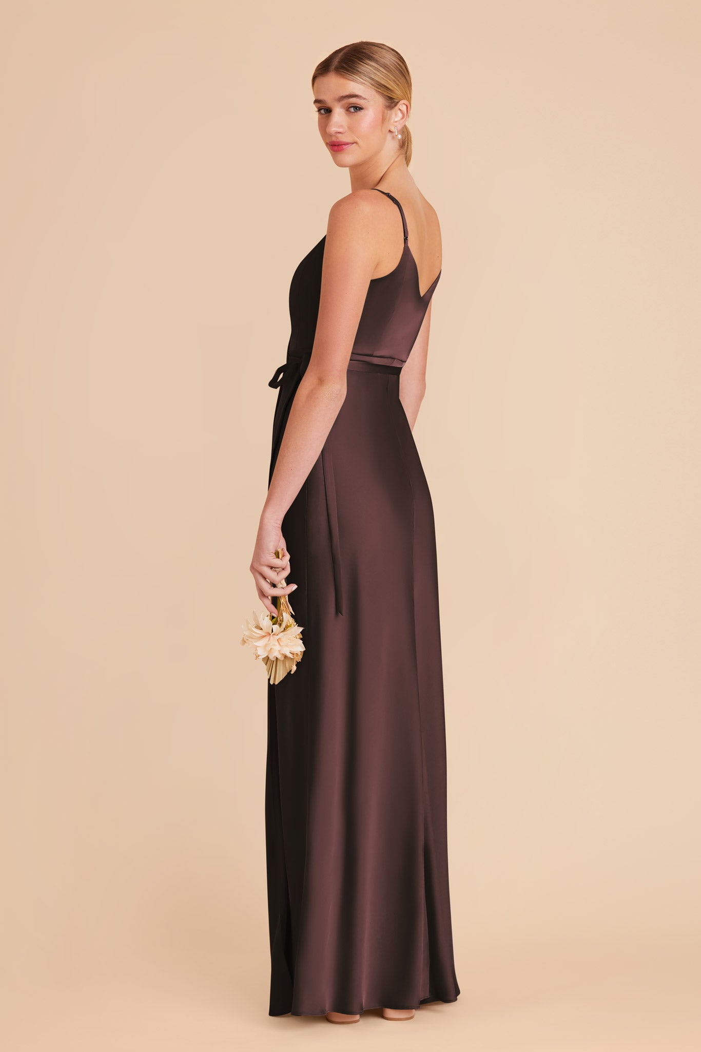 Espresso Cindy Matte Satin Dress by Birdy Grey