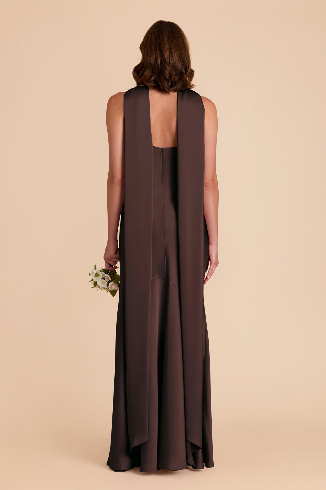 Espresso Eileen Matte Satin Dress by Birdy Grey