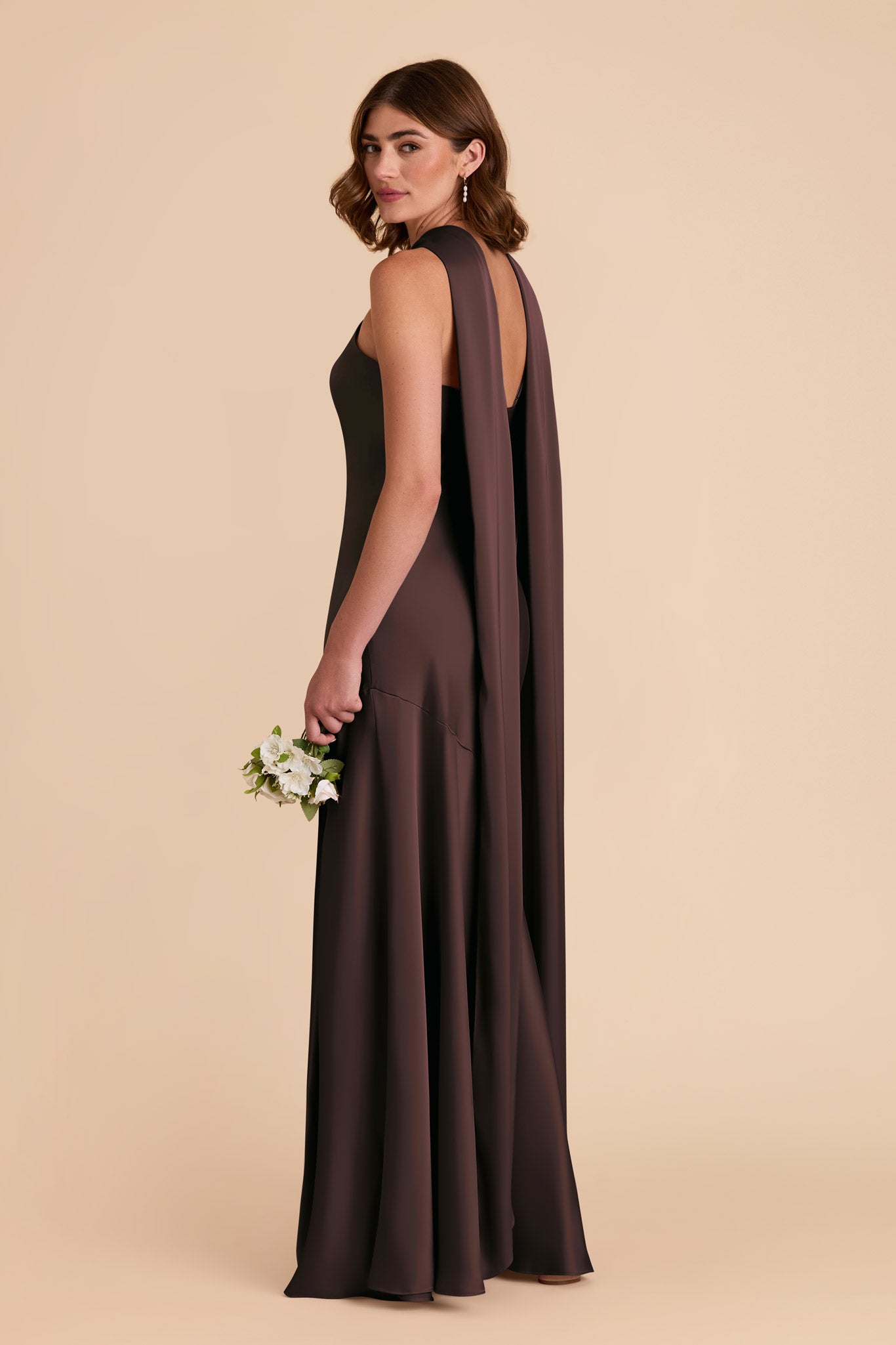 Espresso Eileen Matte Satin Dress by Birdy Grey