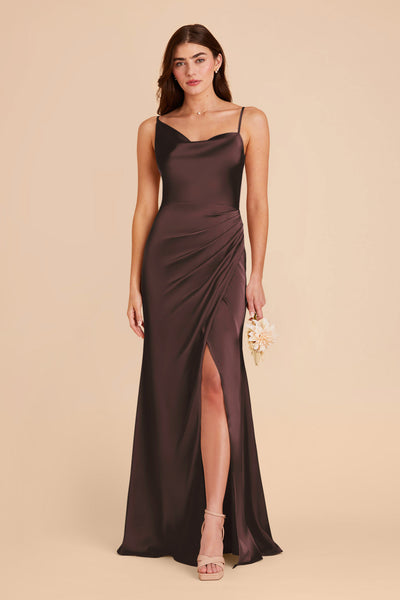 Espresso Jennifer Matte Satin Dress by Birdy Grey