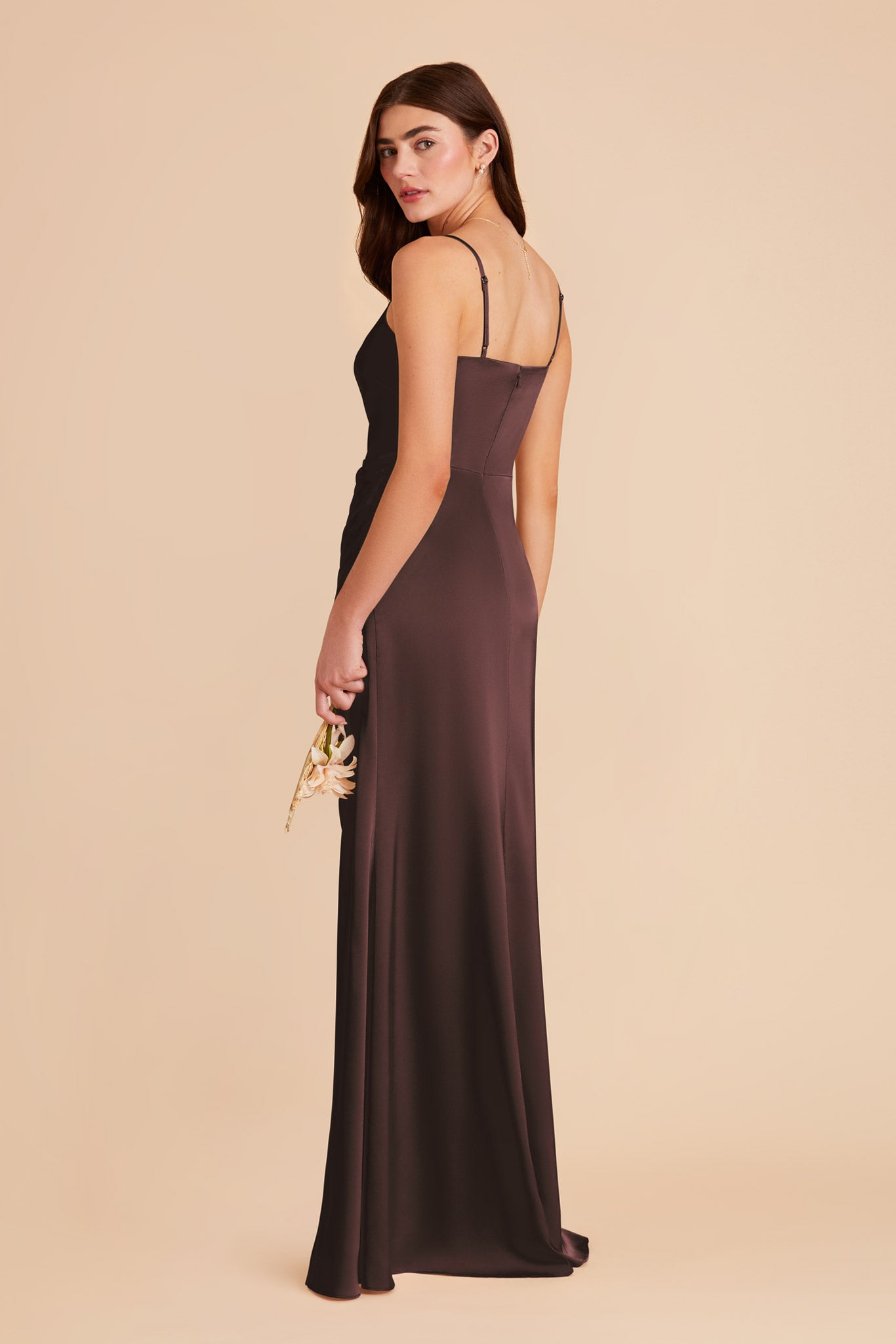 Espresso Jennifer Matte Satin Dress by Birdy Grey