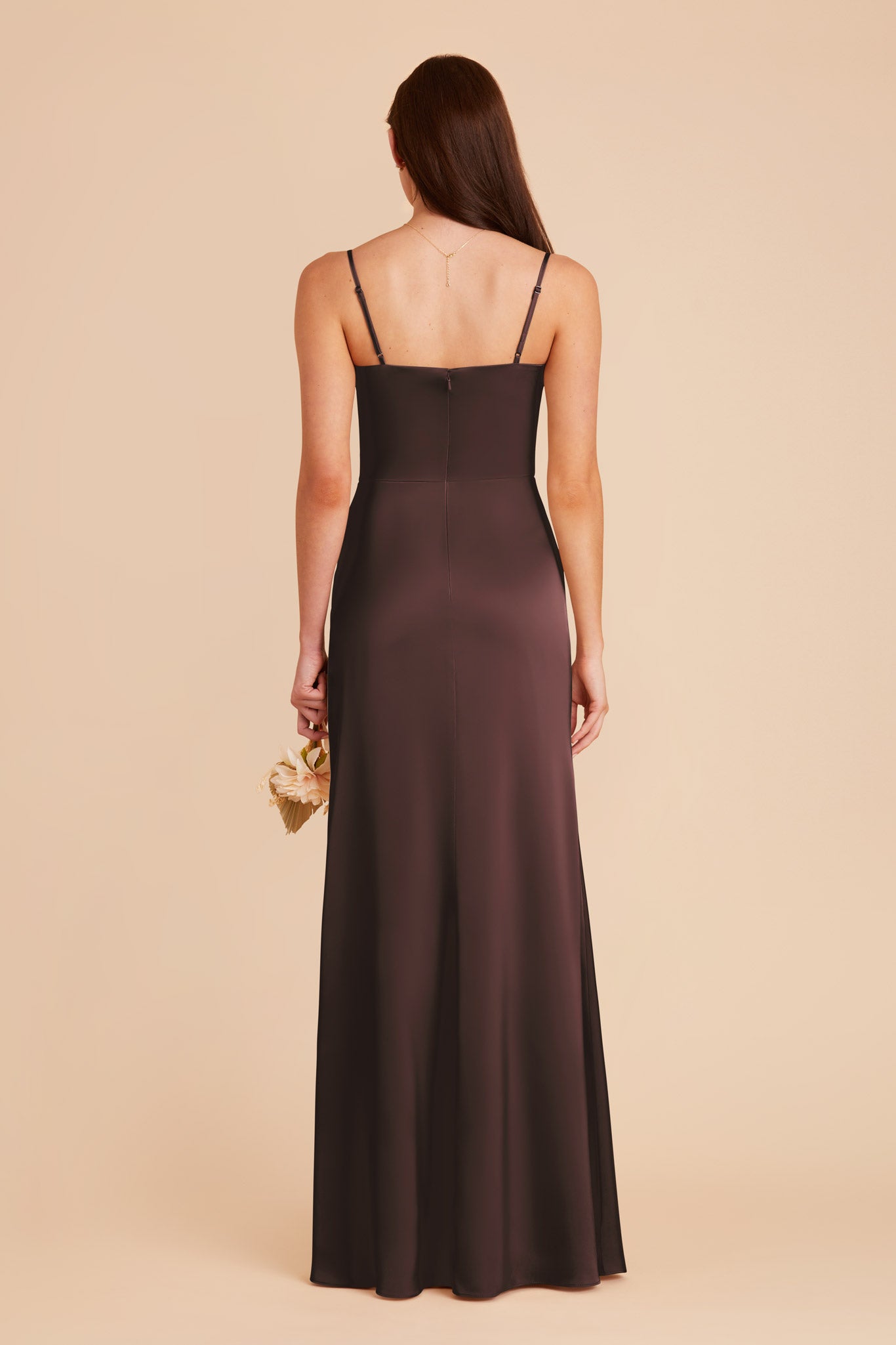 Espresso Jennifer Matte Satin Dress by Birdy Grey