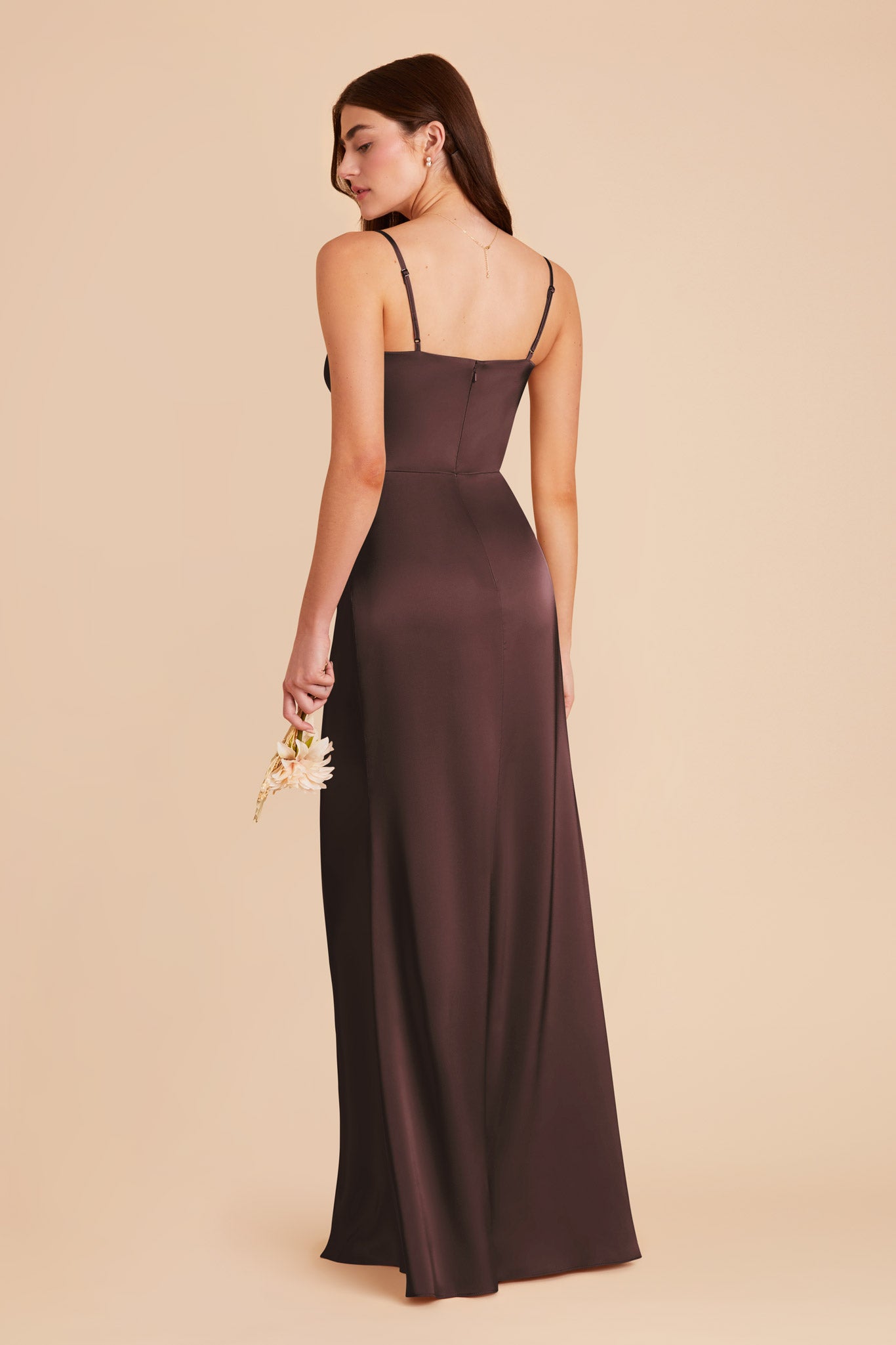 Espresso Jennifer Matte Satin Dress by Birdy Grey