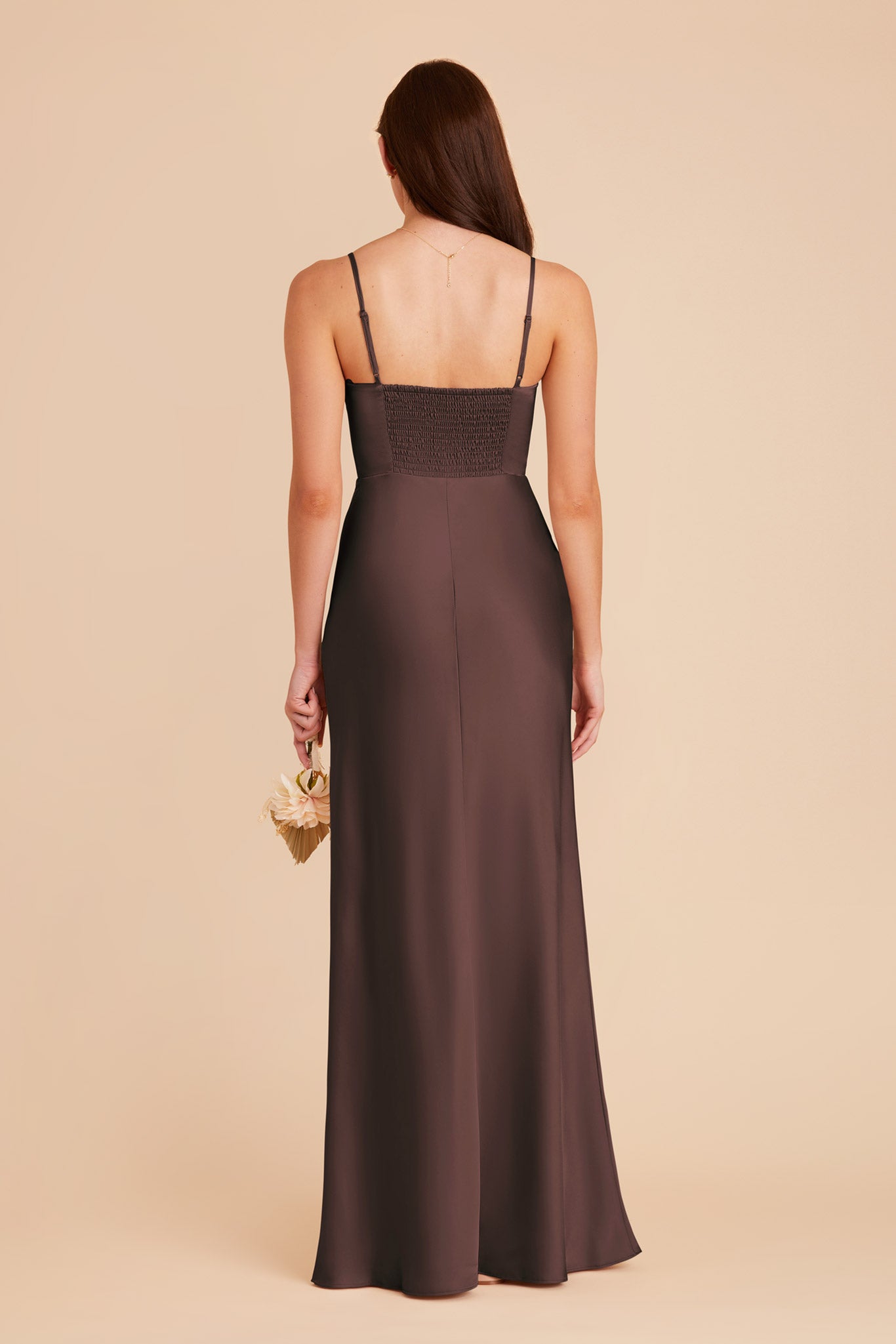 Espresso Jessica Matte Satin Dress by Birdy Grey