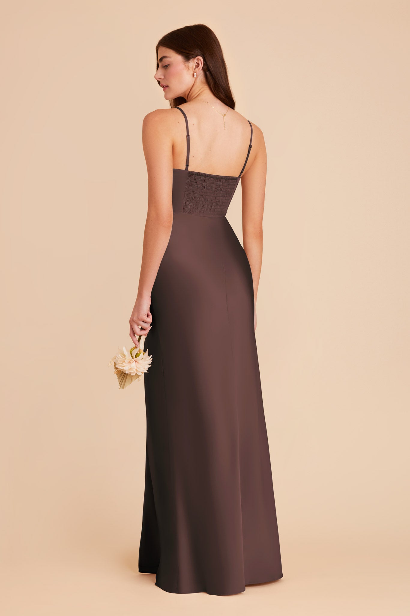 Espresso Jessica Matte Satin Dress by Birdy Grey