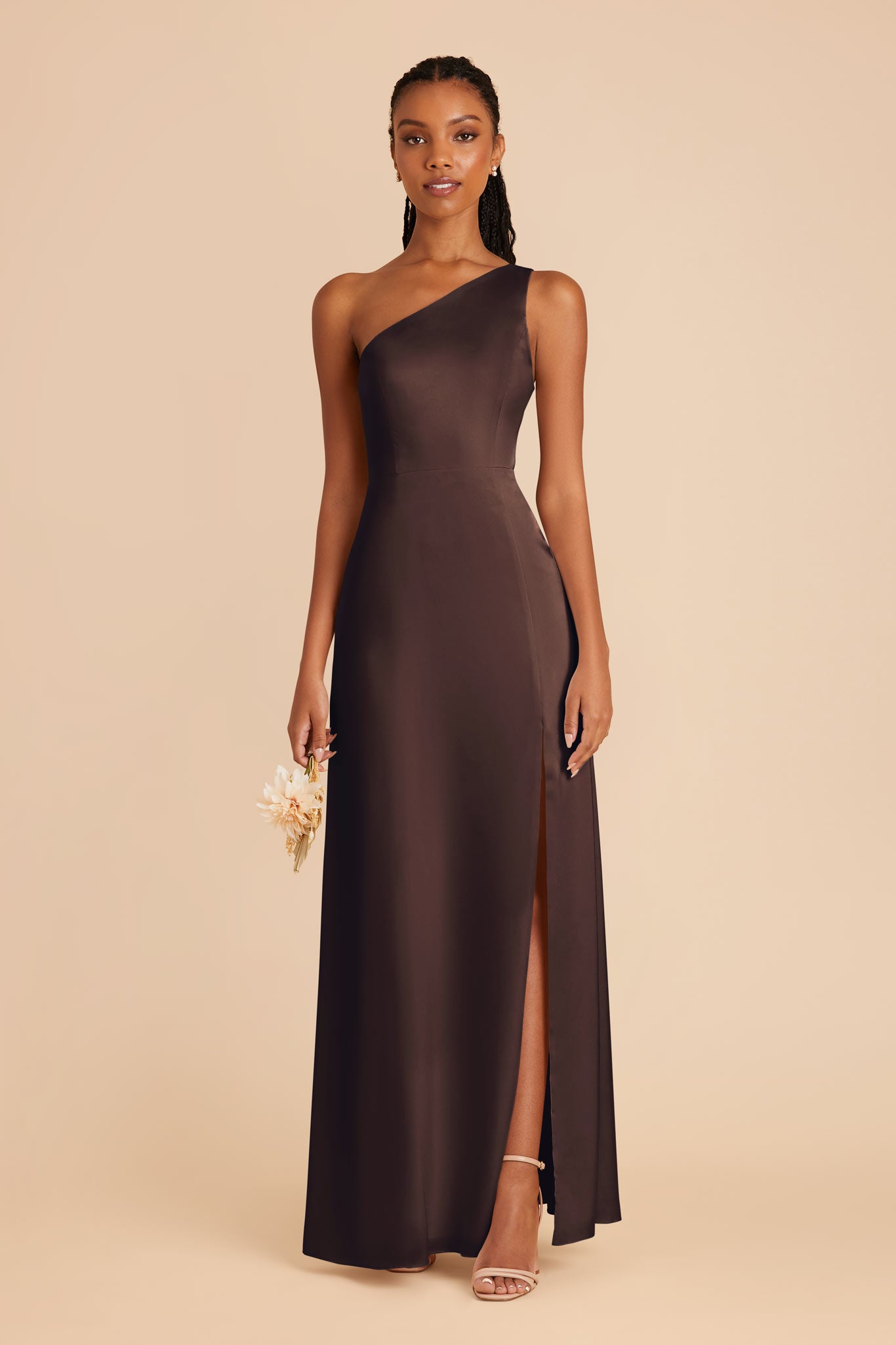 Espresso Kira Matte Satin Dress by Birdy Grey