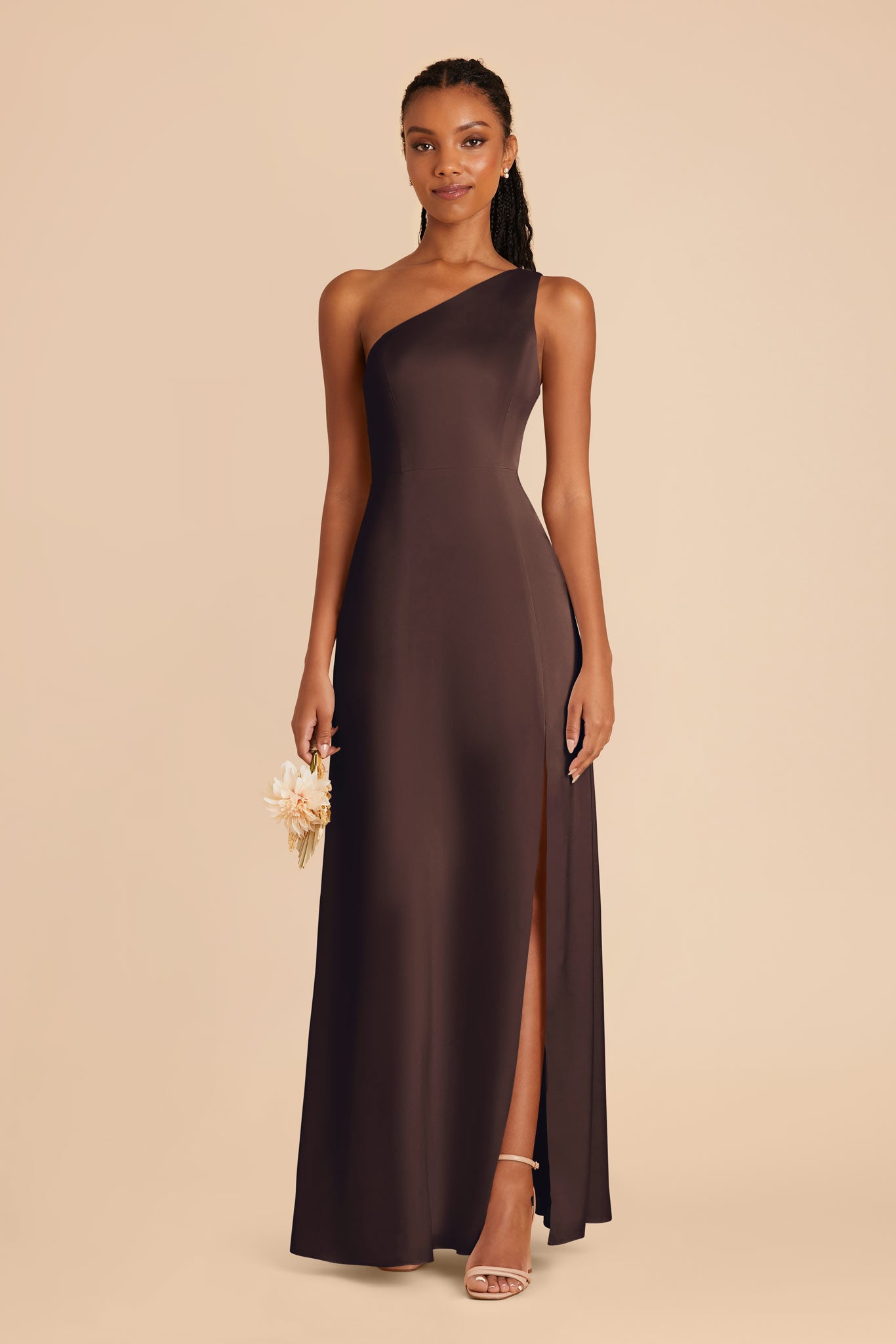 Espresso Kira Matte Satin Dress by Birdy Grey