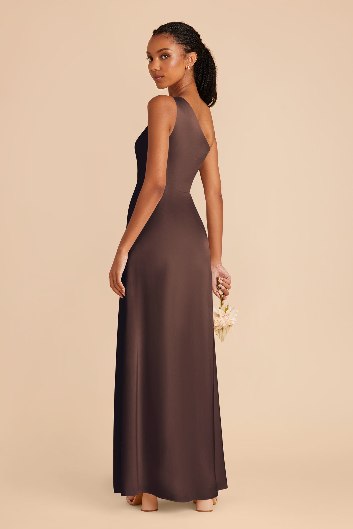 Espresso Kira Matte Satin Dress by Birdy Grey