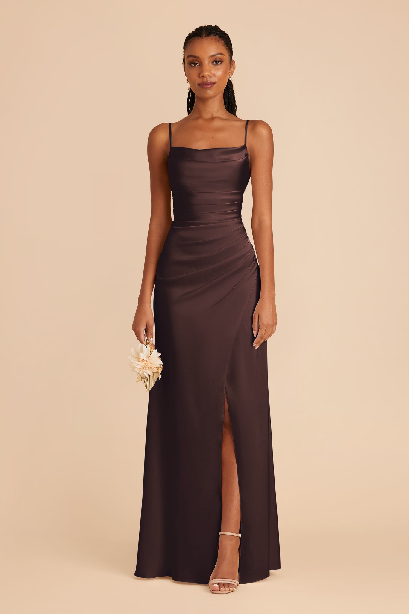 Espresso Lydia Matte Satin Dress by Birdy Grey