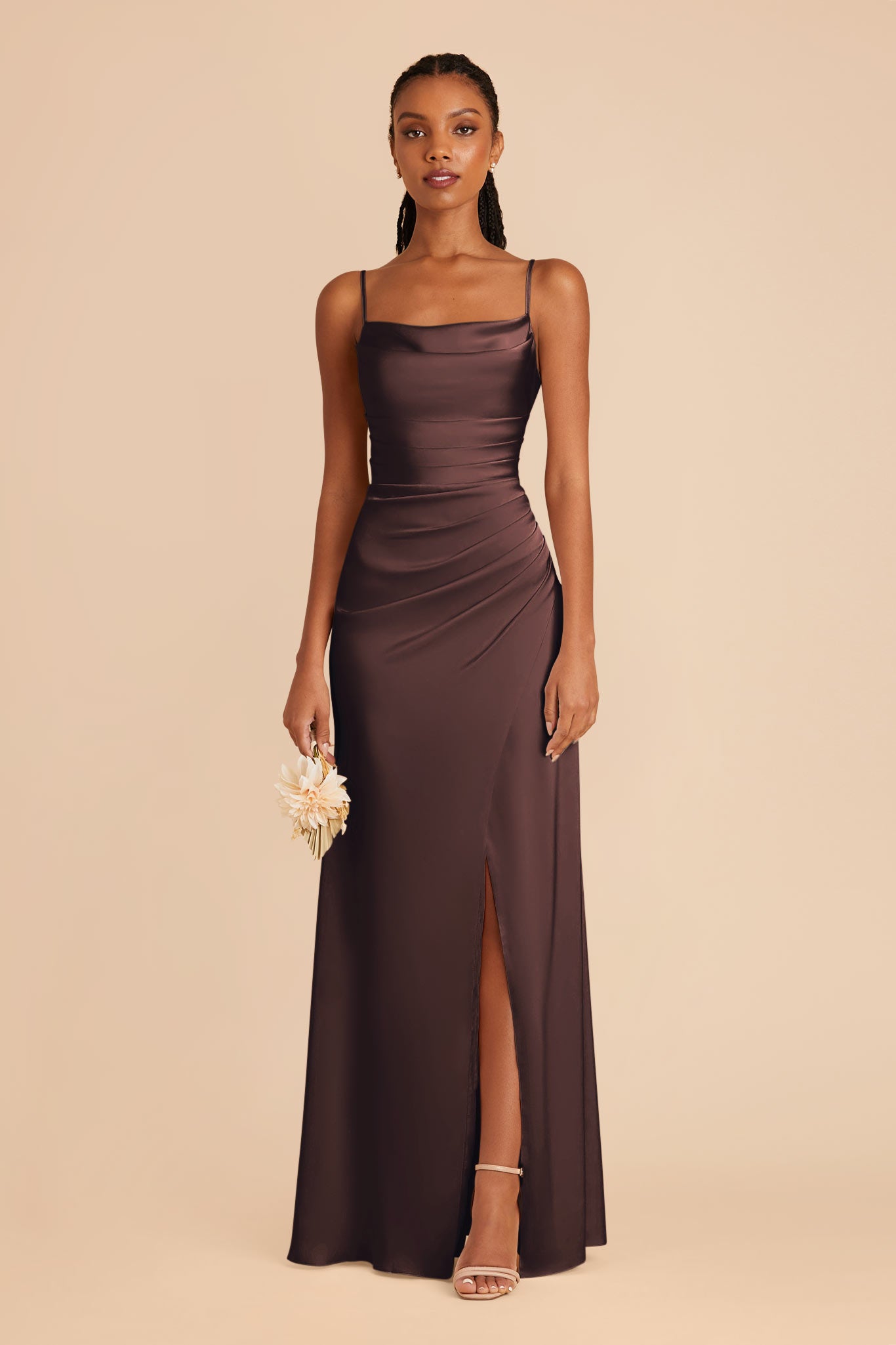 Espresso Lydia Matte Satin Dress by Birdy Grey