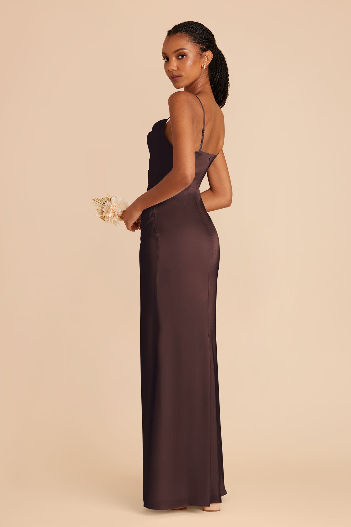 Espresso Lydia Matte Satin Dress by Birdy Grey