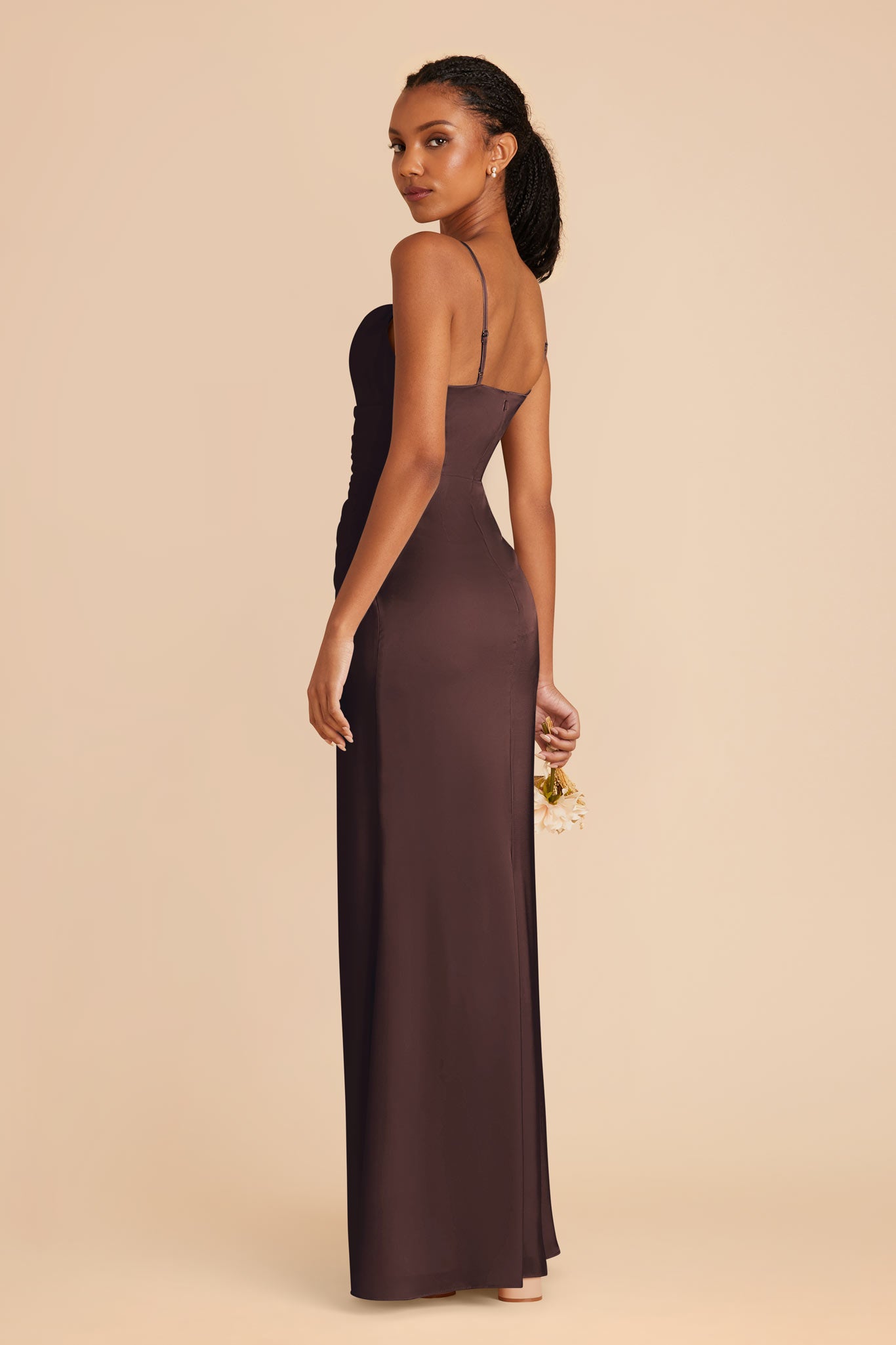 Espresso Lydia Matte Satin Dress by Birdy Grey