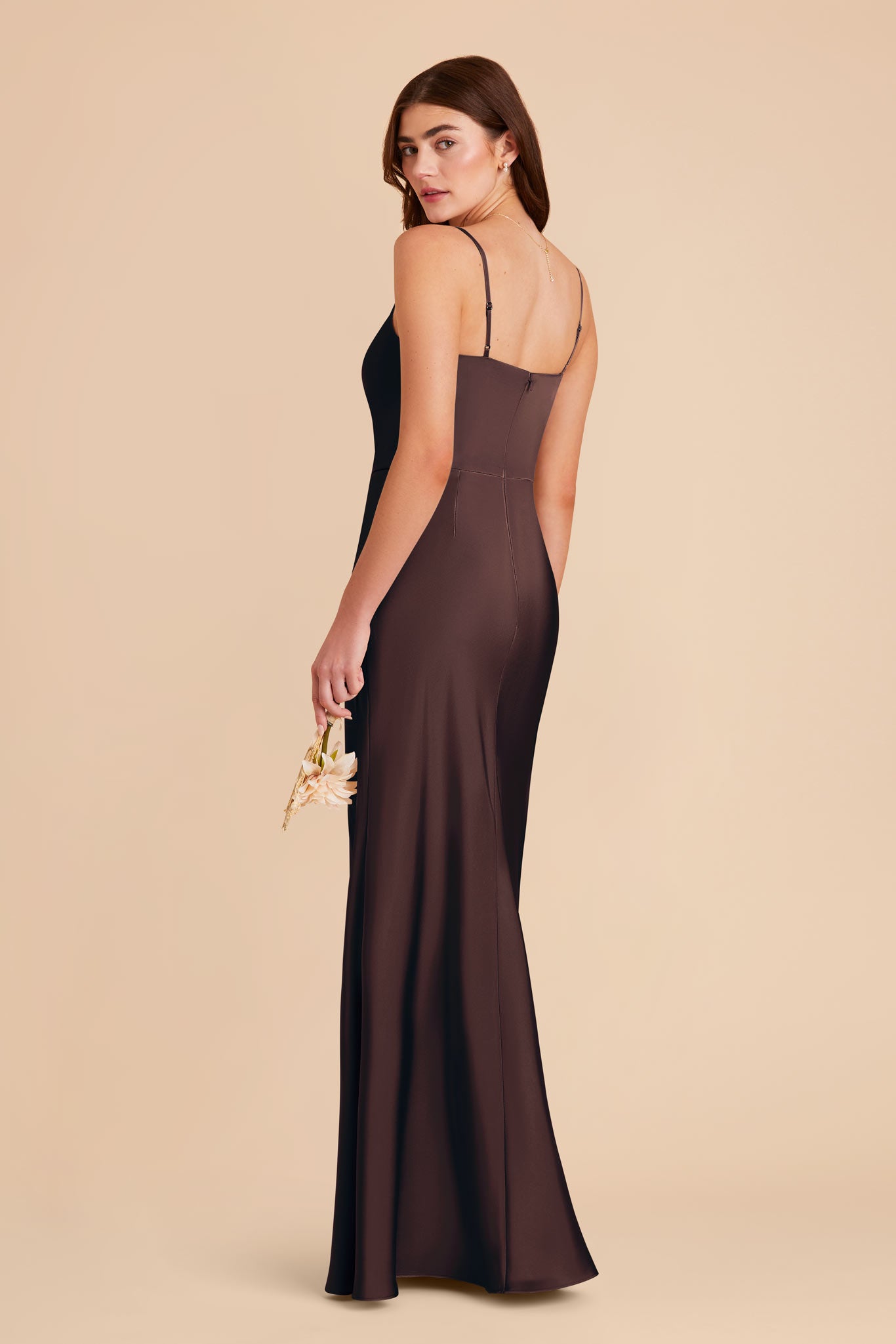 Espresso Mai Matte Satin Dress by Birdy Grey