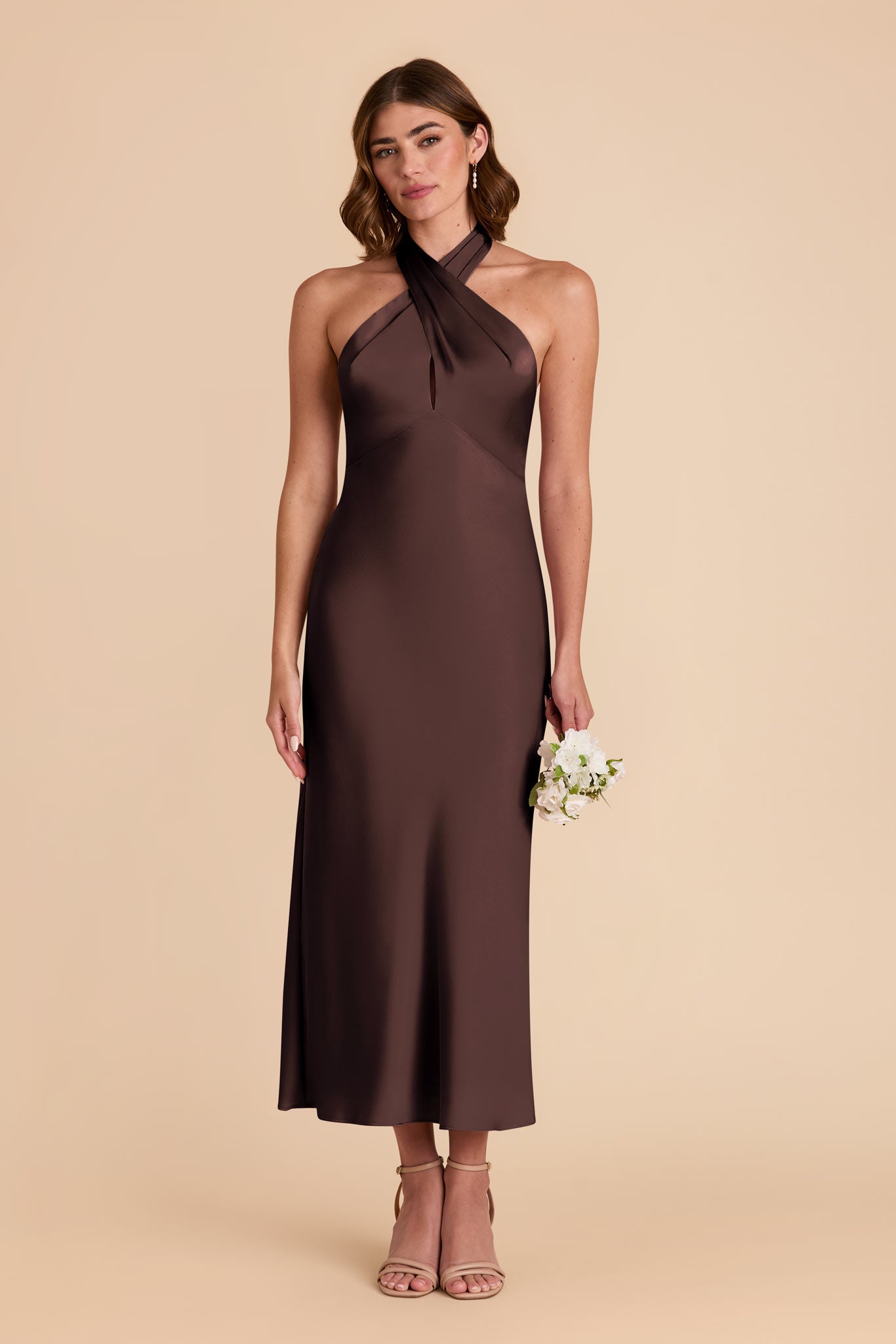 Espresso Monique Matte Satin Dress by Birdy Grey