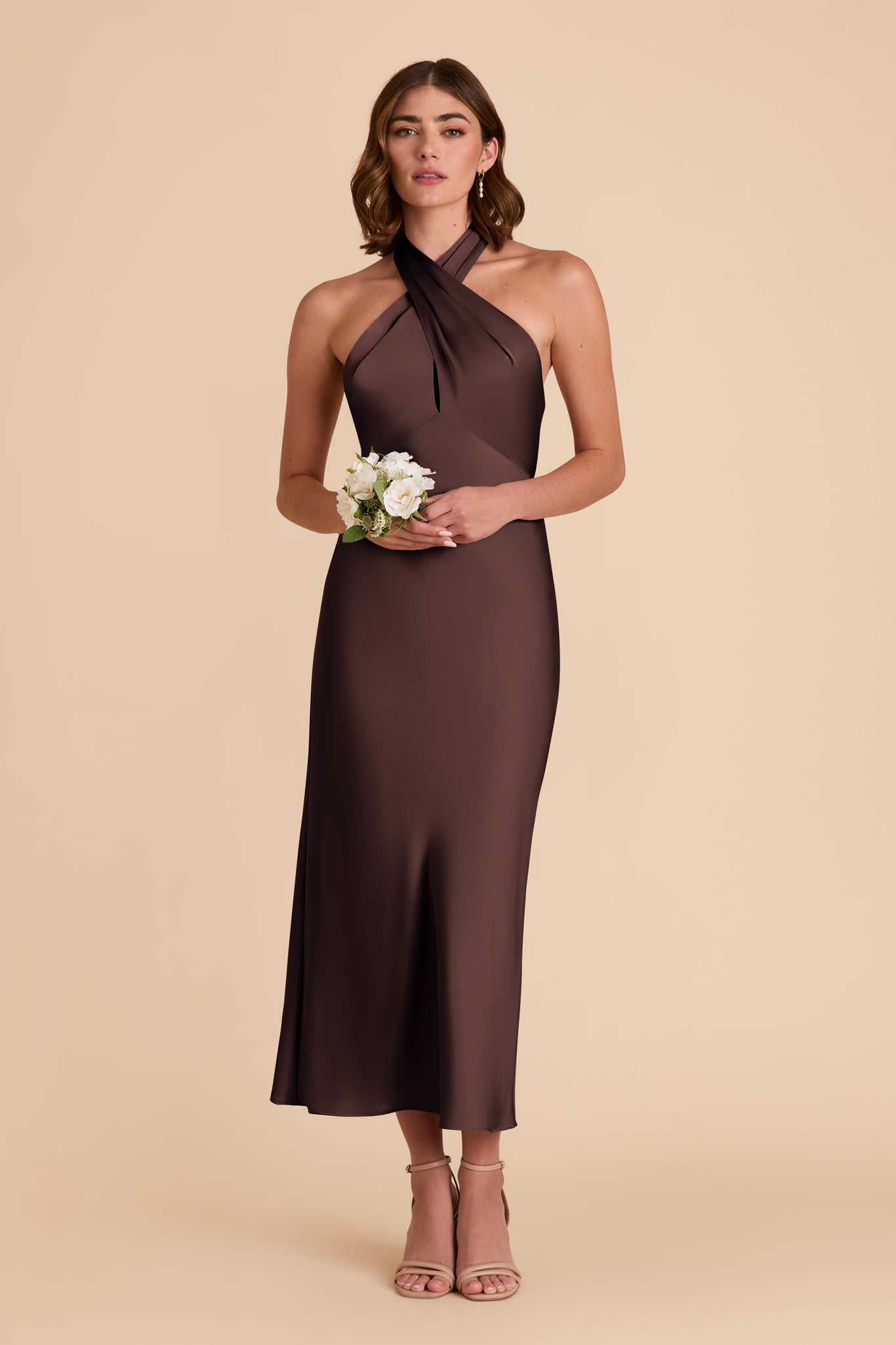 Espresso Monique Matte Satin Dress by Birdy Grey