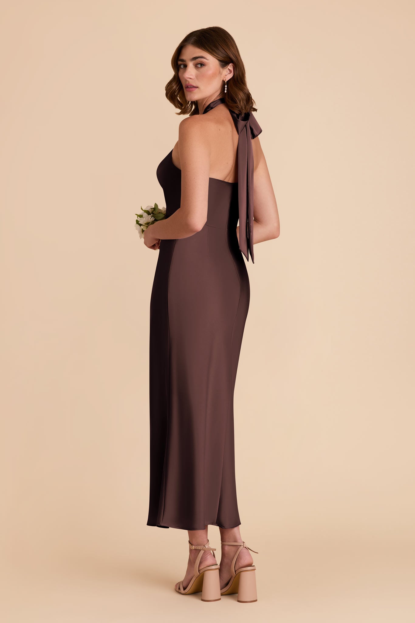 Espresso Monique Matte Satin Dress by Birdy Grey