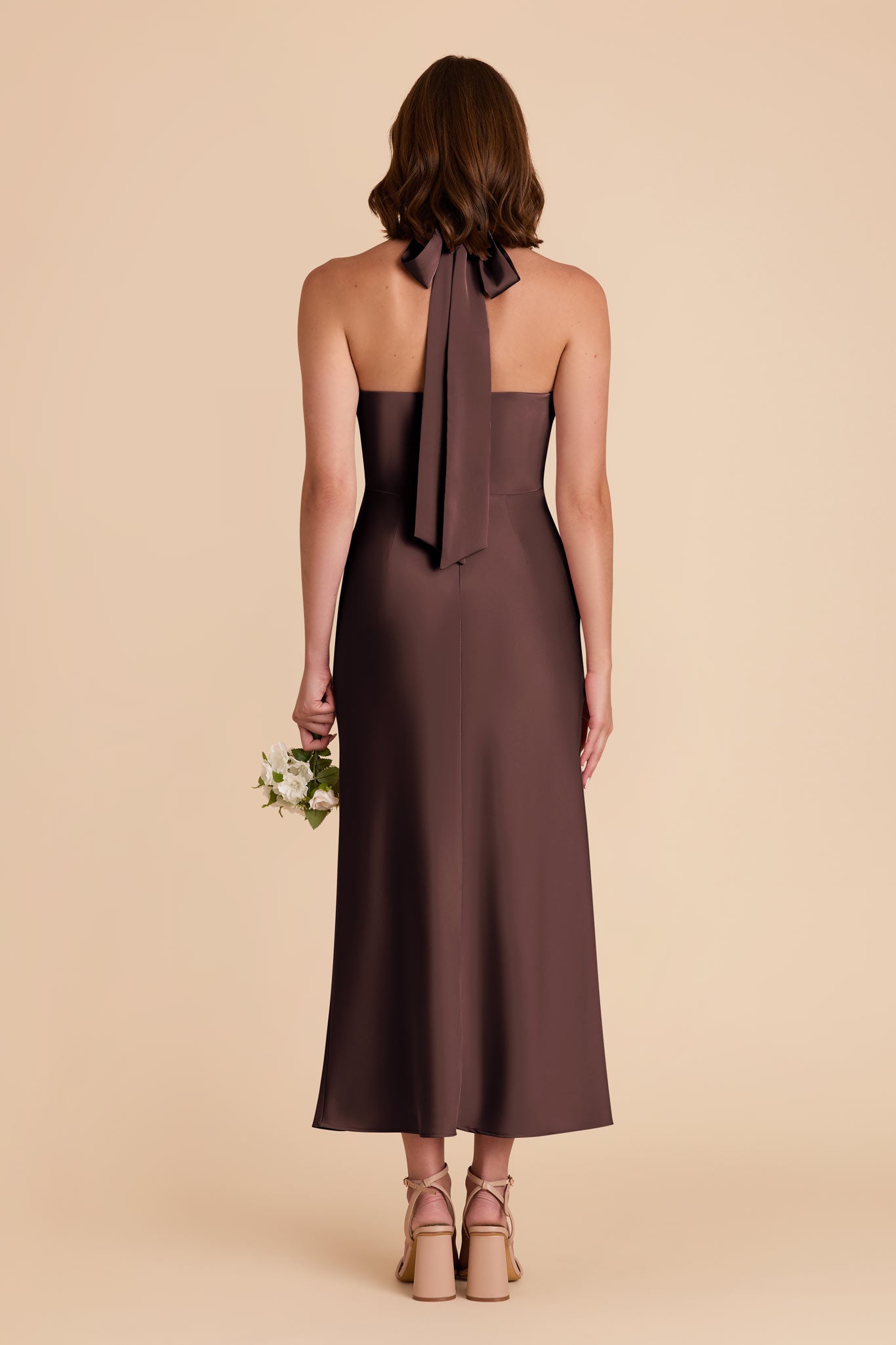 Espresso Monique Matte Satin Dress by Birdy Grey