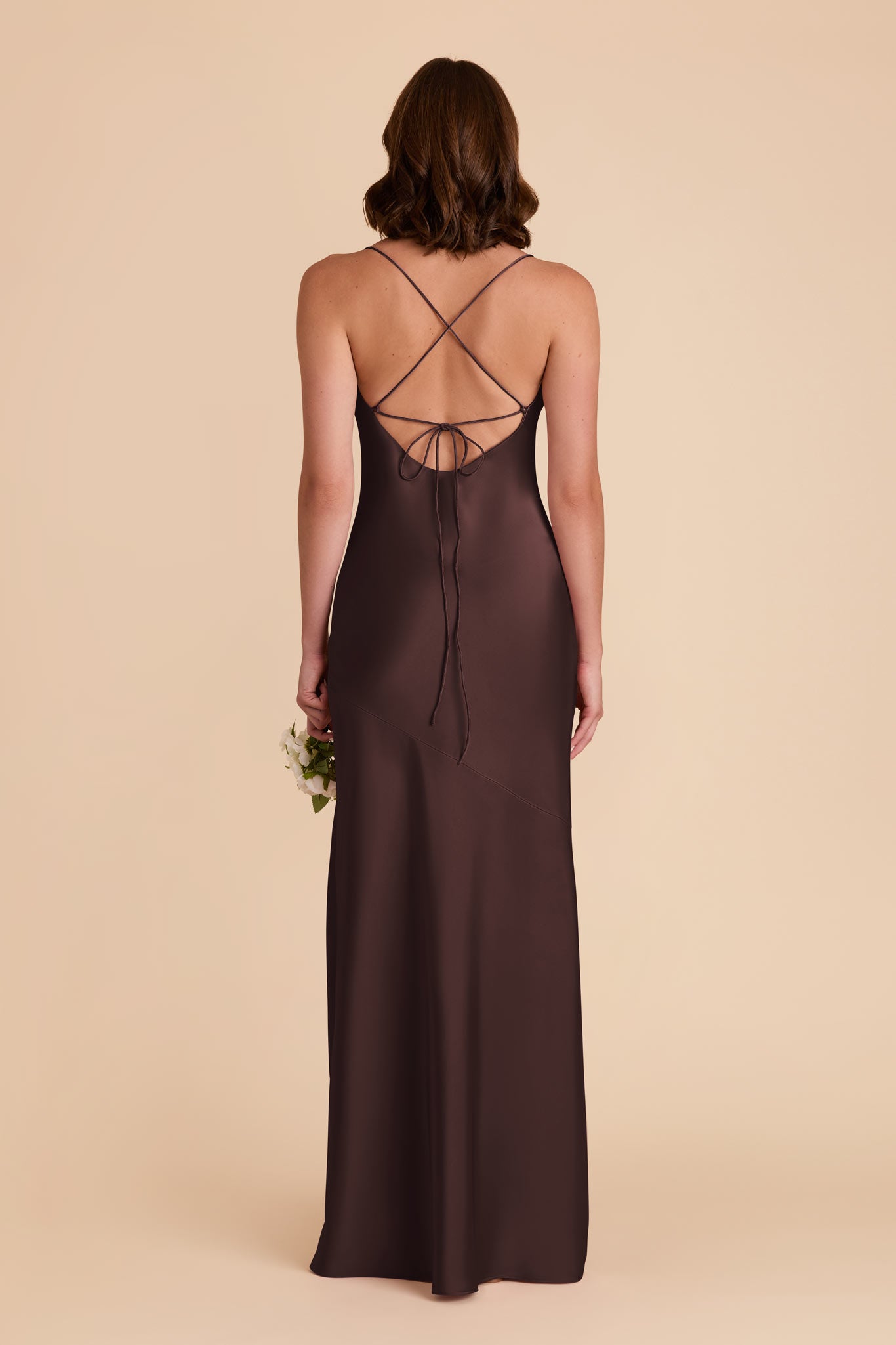 Espresso Olivia Matte Satin Dress by Birdy Grey