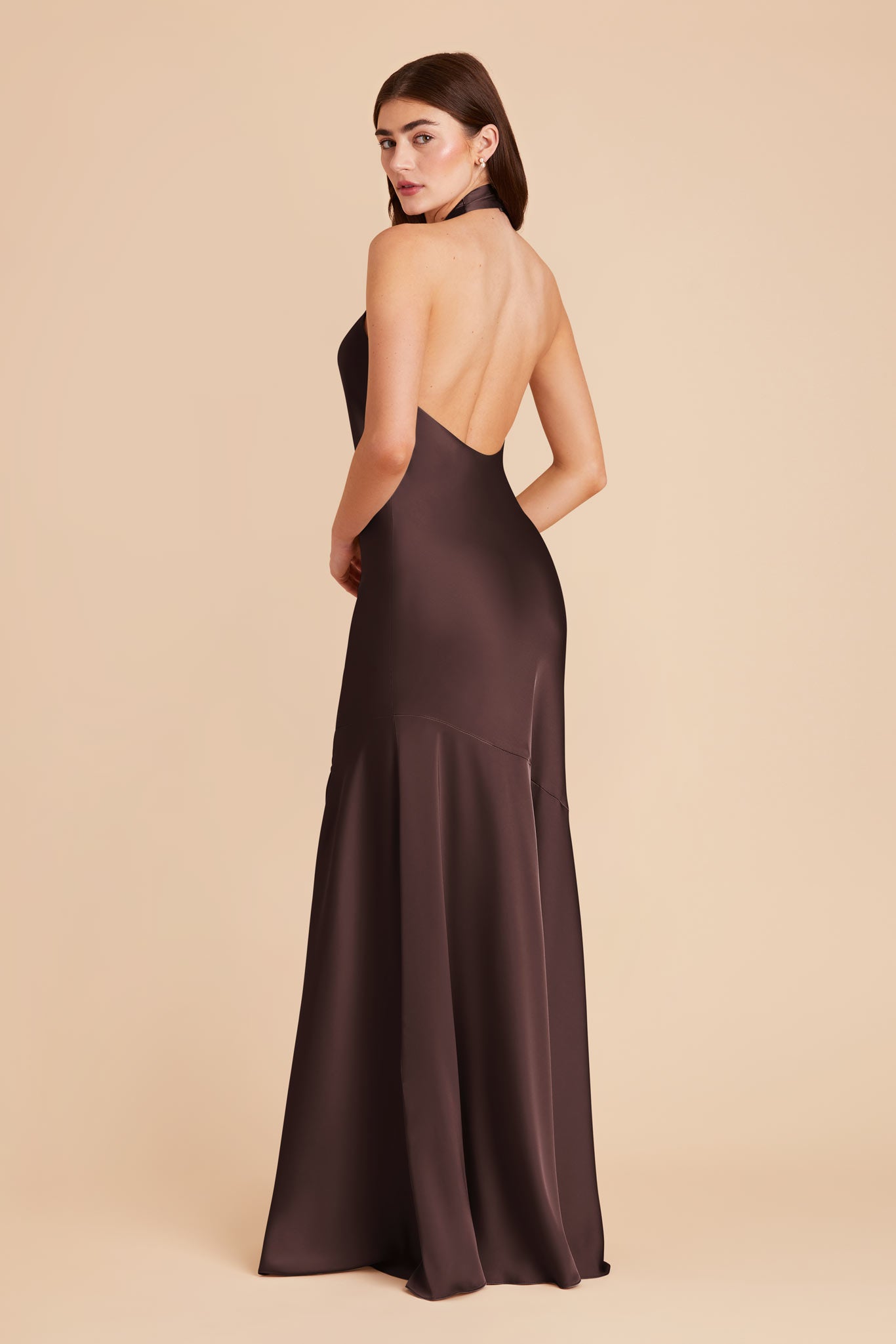 Espresso Stephanie Matte Satin Dress by Birdy Grey