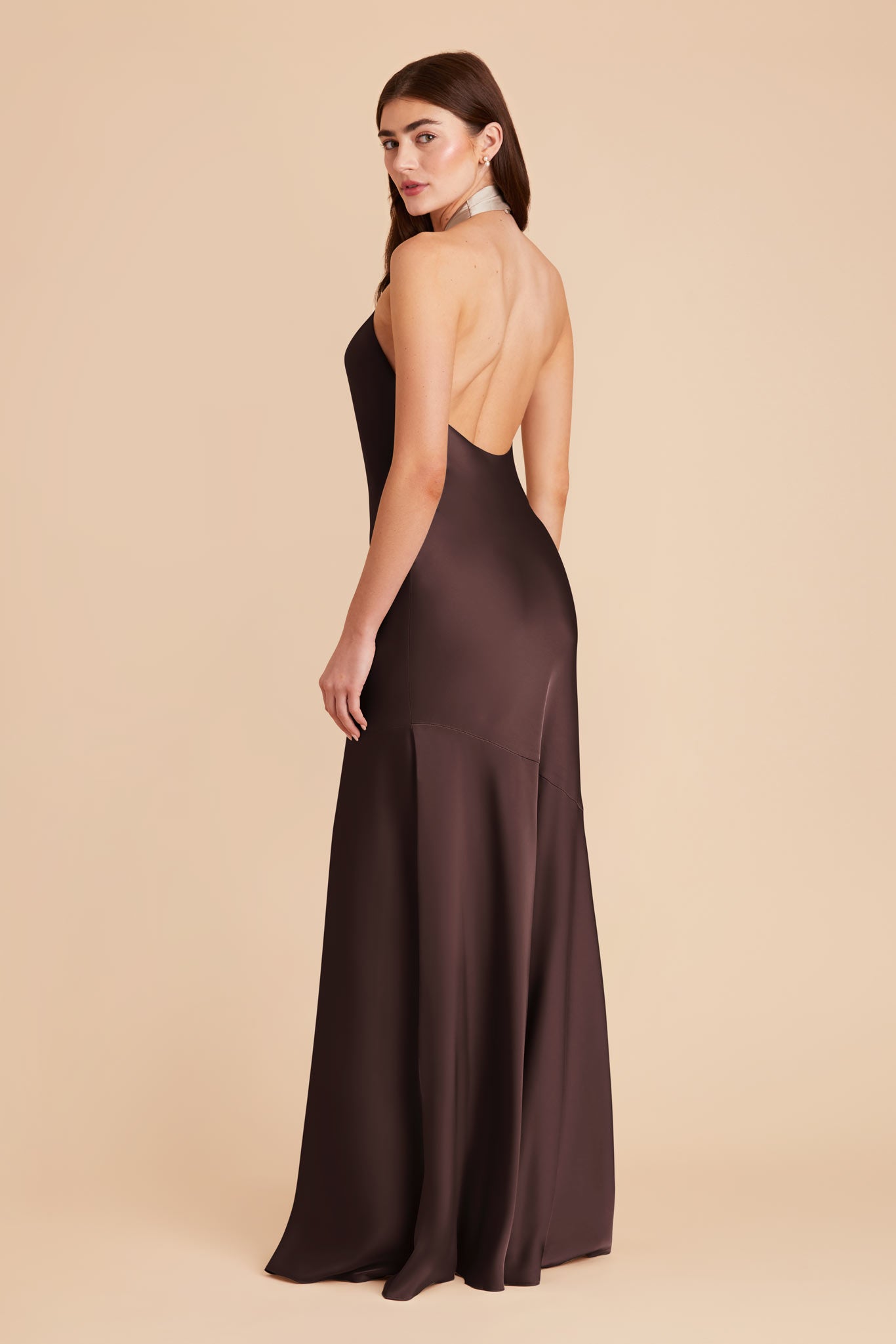 Espresso Stephanie Matte Satin Dress by Birdy Grey