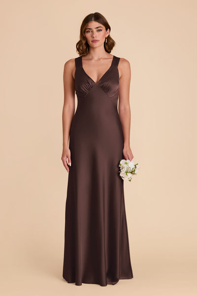 Espresso Veronica Matte Satin Dress by Birdy Grey