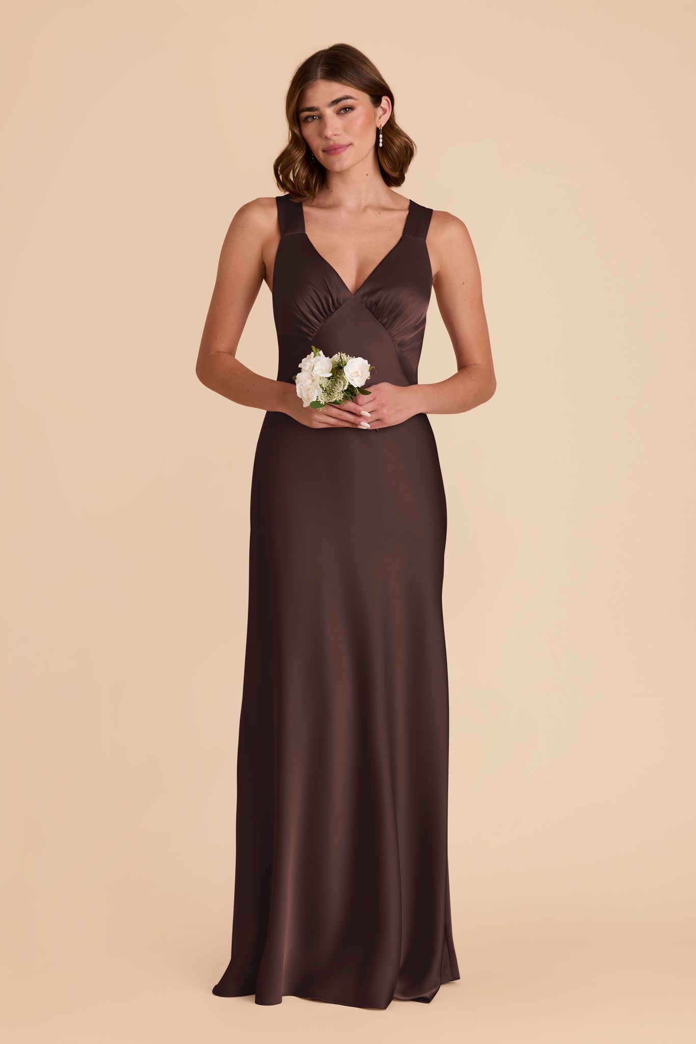 Espresso Veronica Matte Satin Dress by Birdy Grey