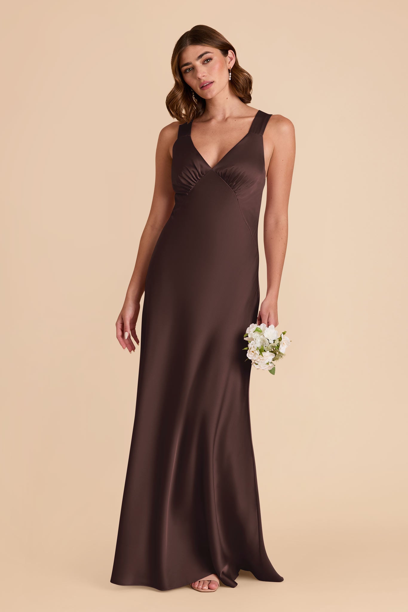 Espresso Veronica Matte Satin Dress by Birdy Grey