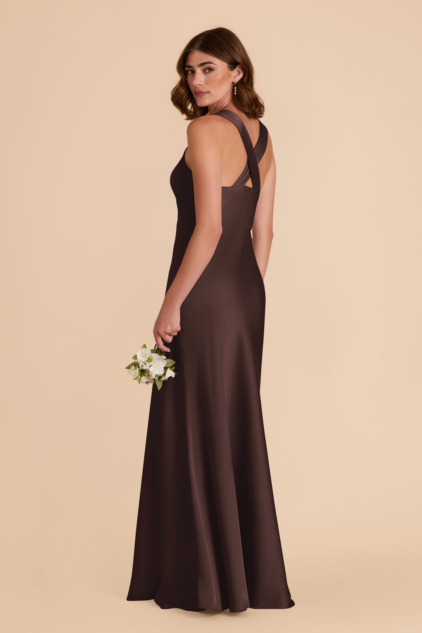 Espresso Veronica Matte Satin Dress by Birdy Grey