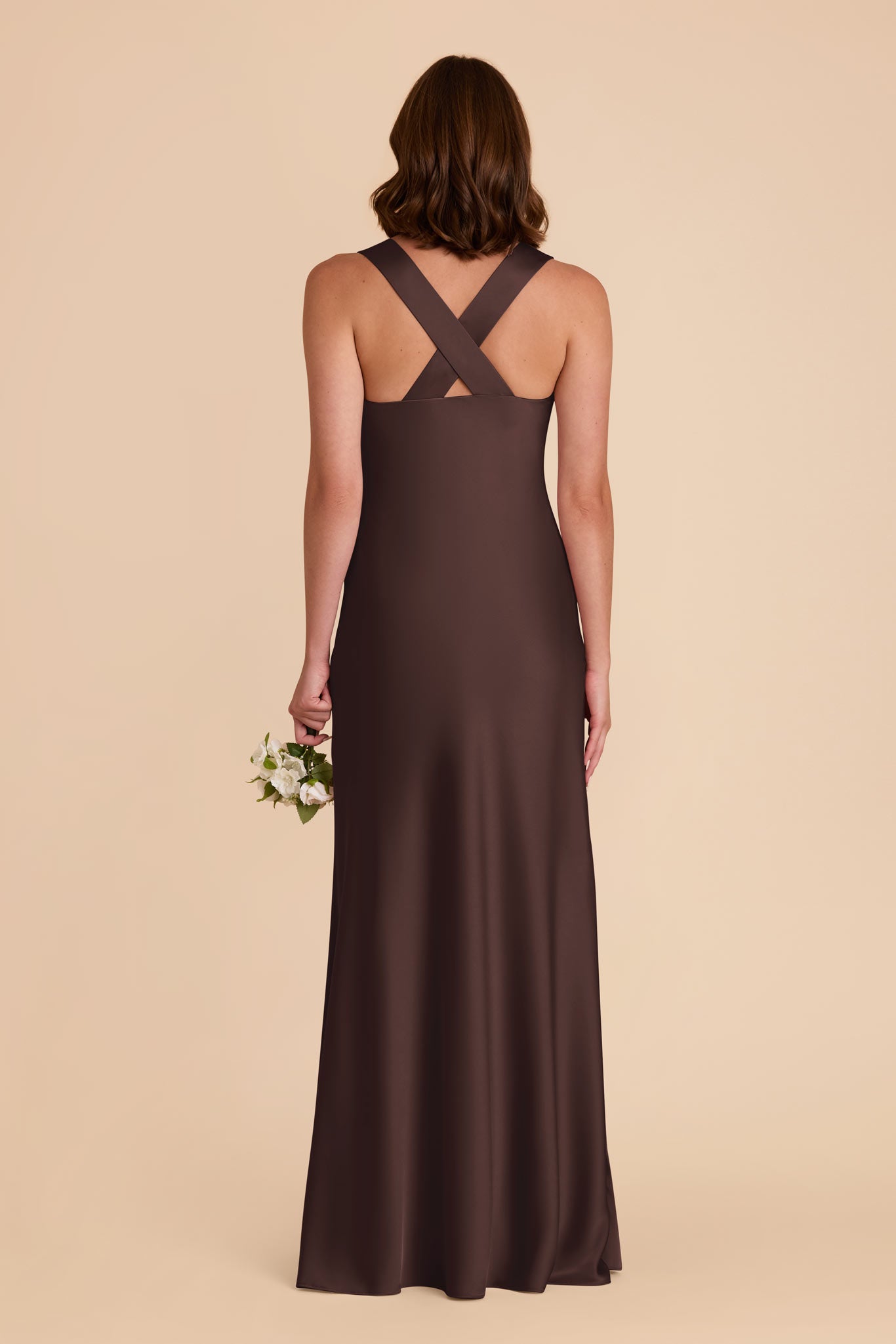 Espresso Veronica Matte Satin Dress by Birdy Grey